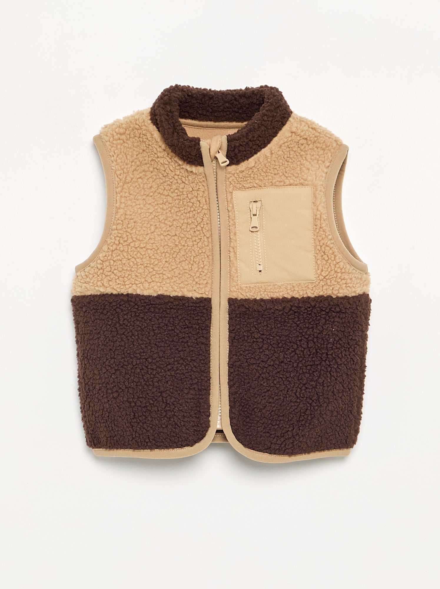 Gilet sans manches effet moutonné - Marron