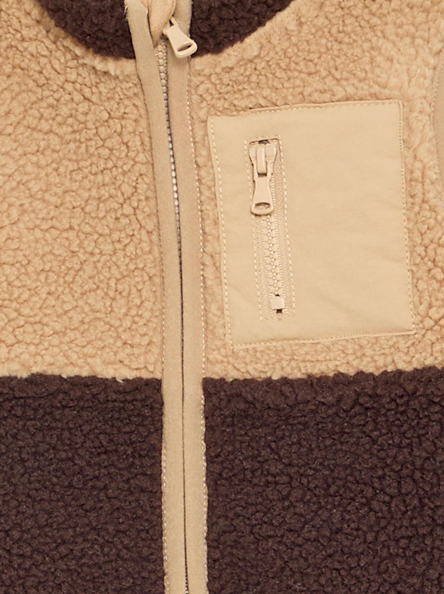 Gilet sans manches effet moutonné - Marron