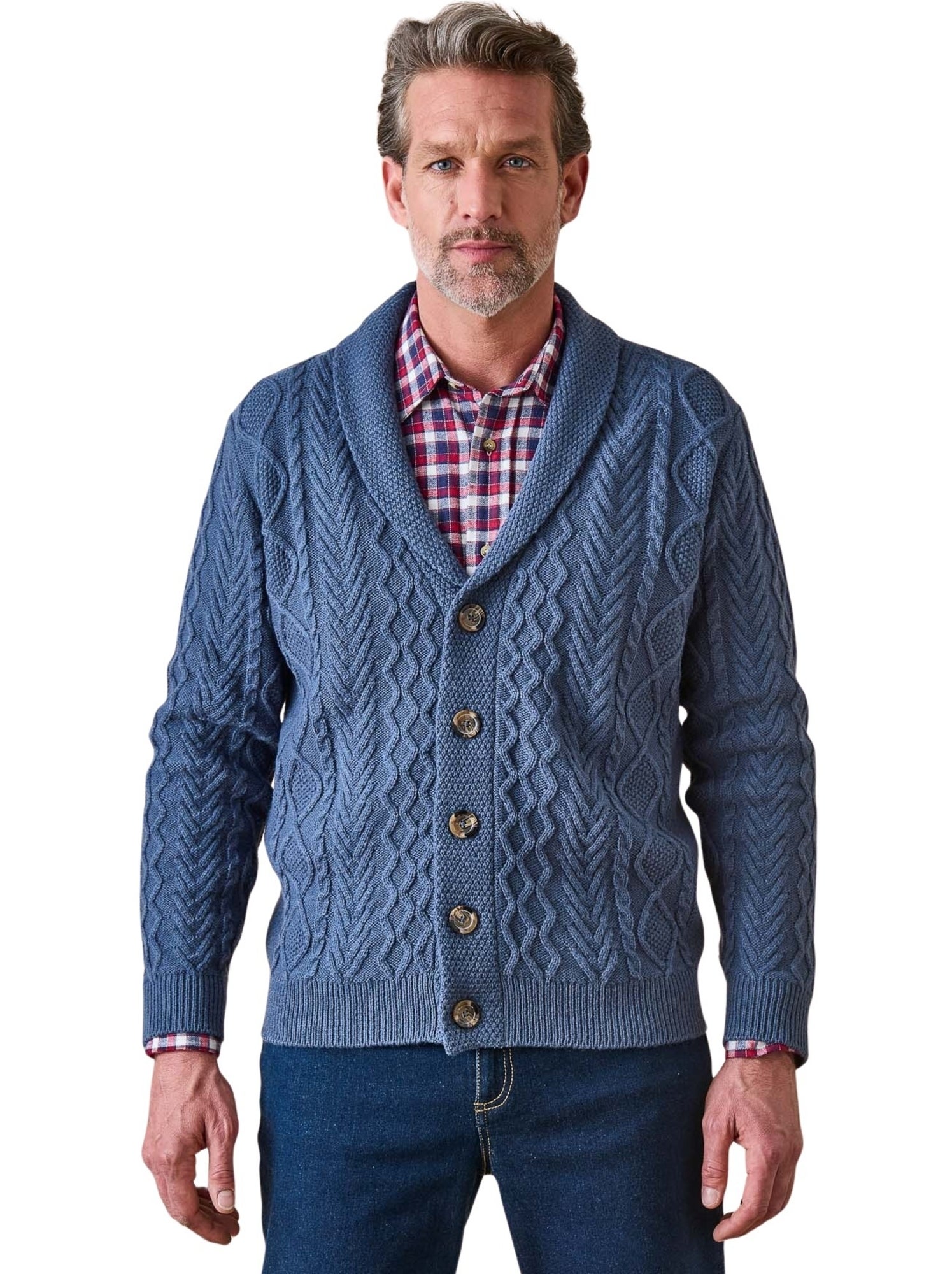 Gilet torsadé avec laine - DAXON - Bleu