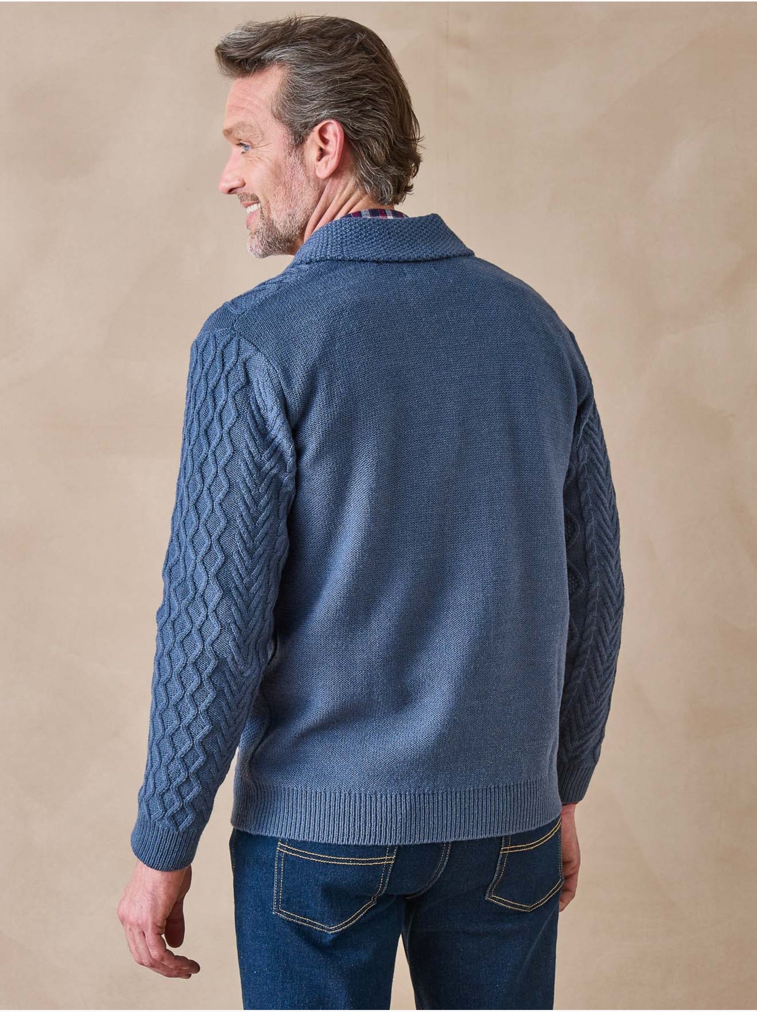 Gilet torsadé avec laine - DAXON - Bleu