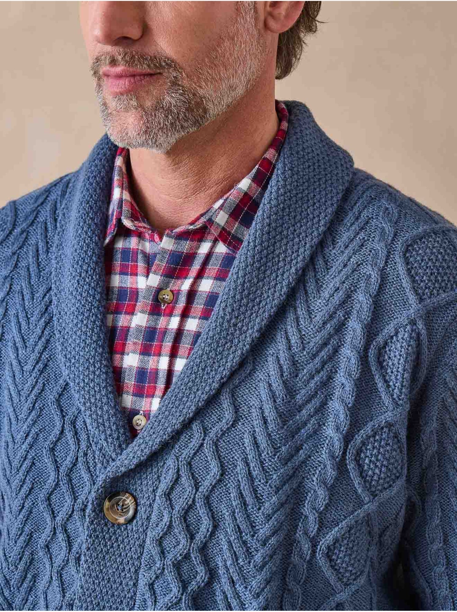 Gilet torsadé avec laine - DAXON - Bleu