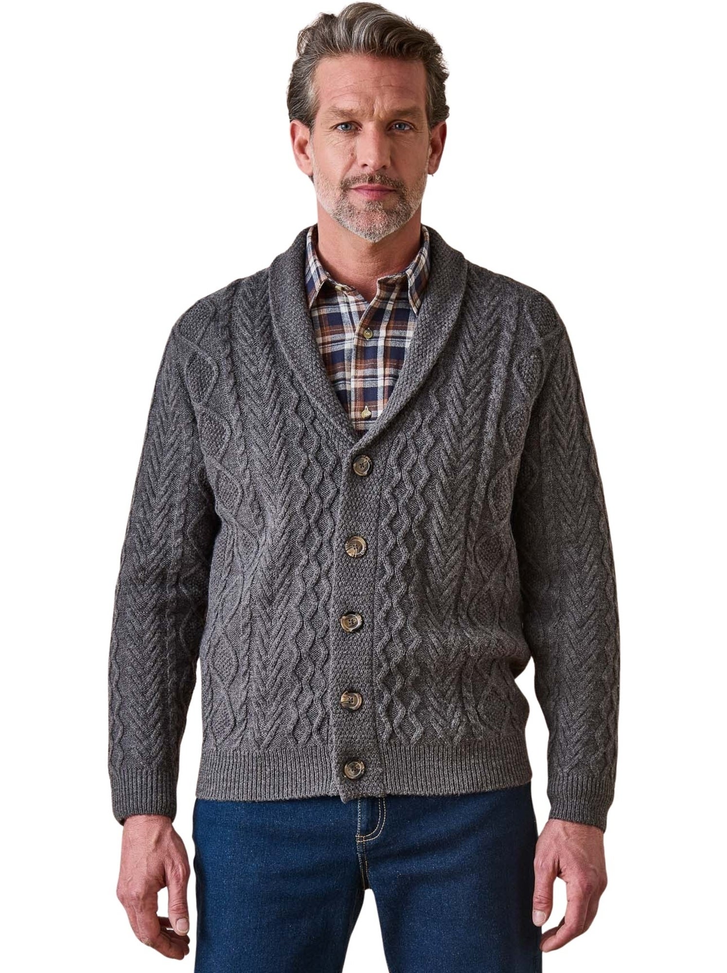 Gilet torsadé avec laine - DAXON - Gris