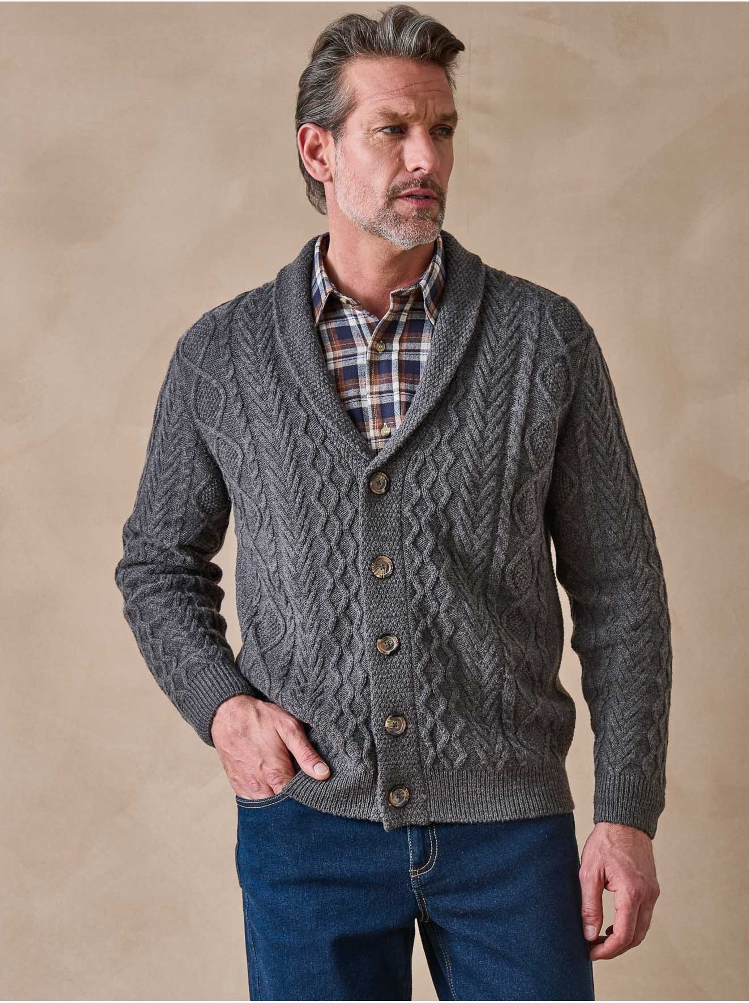 Gilet torsadé avec laine - DAXON - Gris