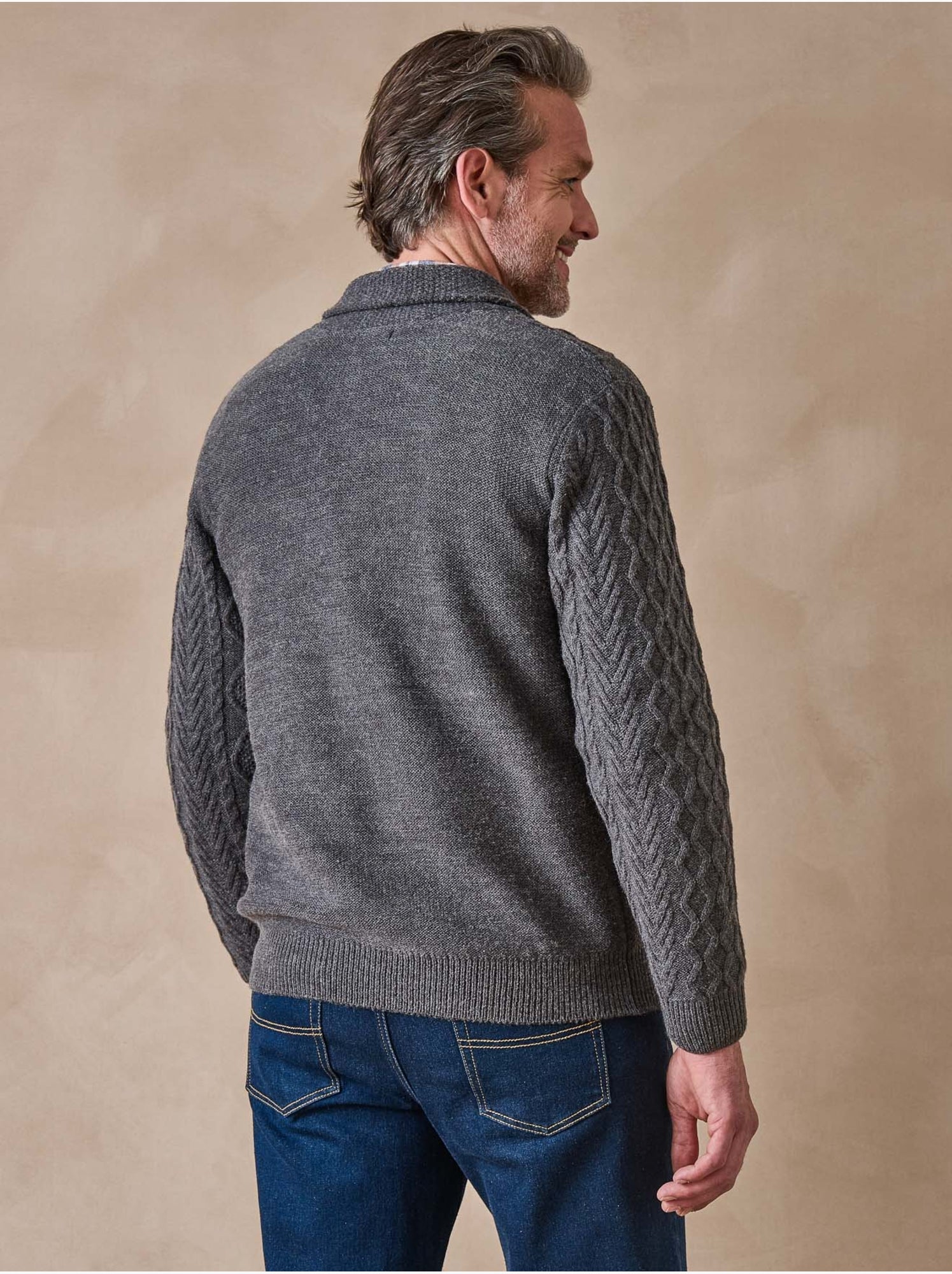 Gilet torsadé avec laine - DAXON - Gris