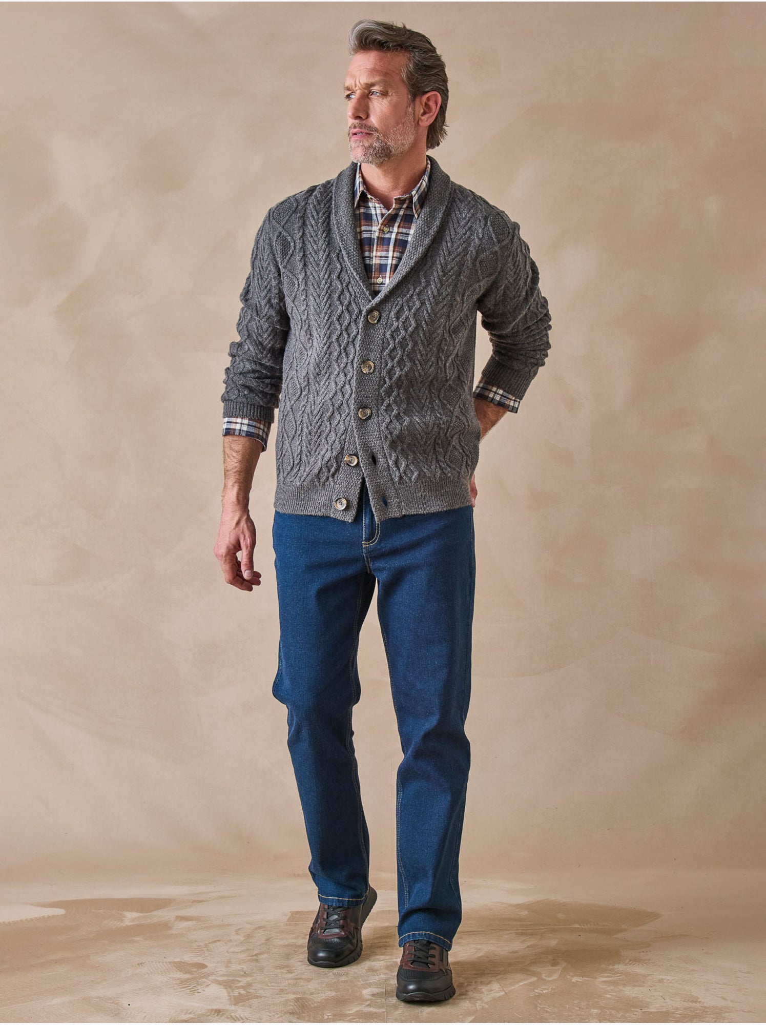 Gilet torsadé avec laine - DAXON - Gris