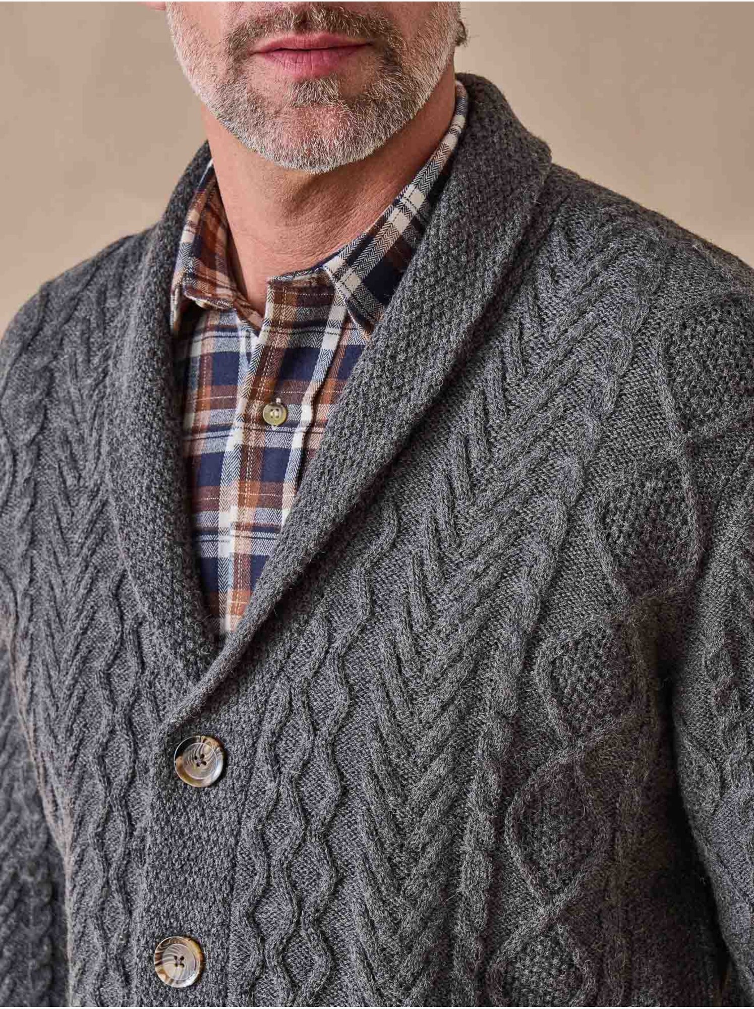 Gilet torsadé avec laine - DAXON - Gris
