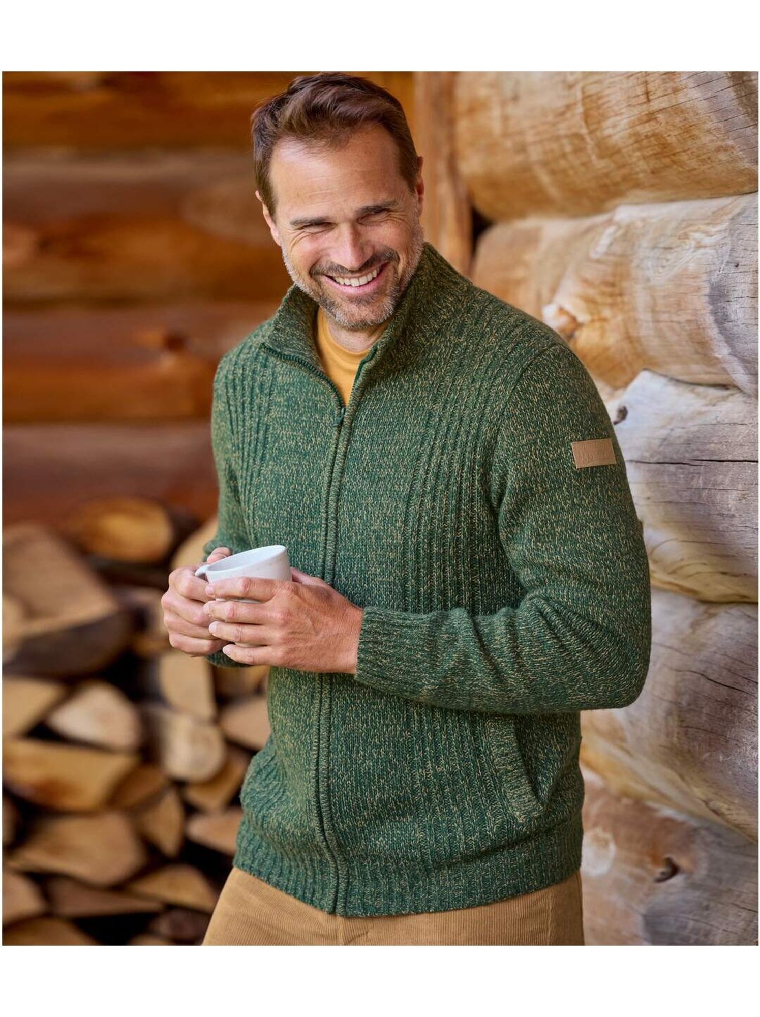 Gilet tricot zippé forest   - atlas for men - Vert