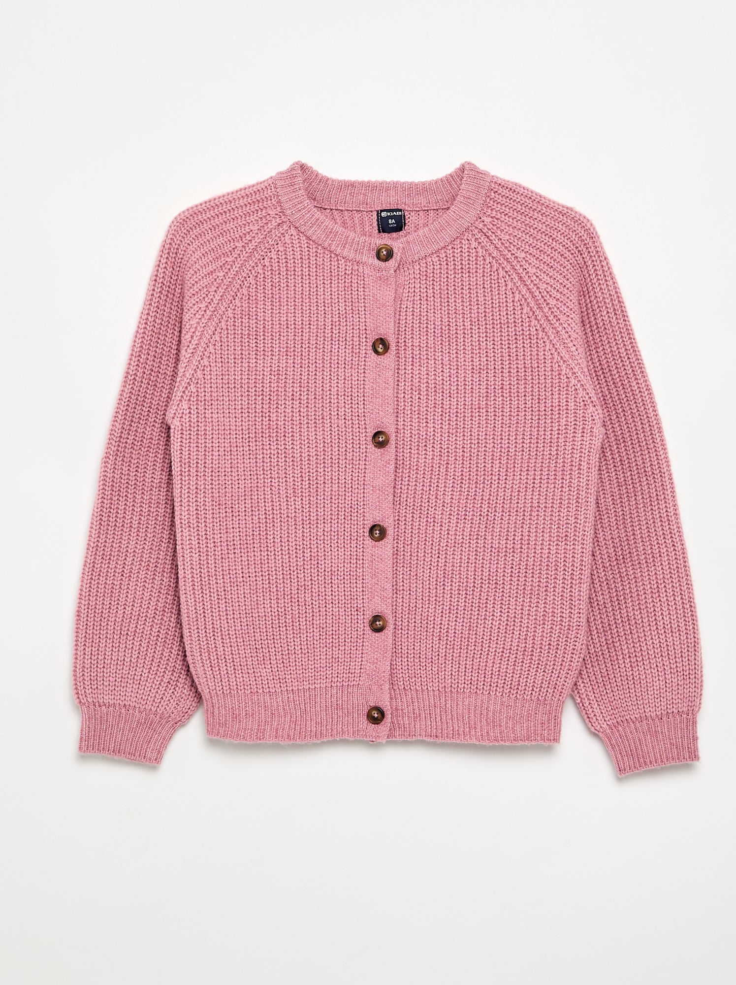 Gilet uni à manches longues - Rose