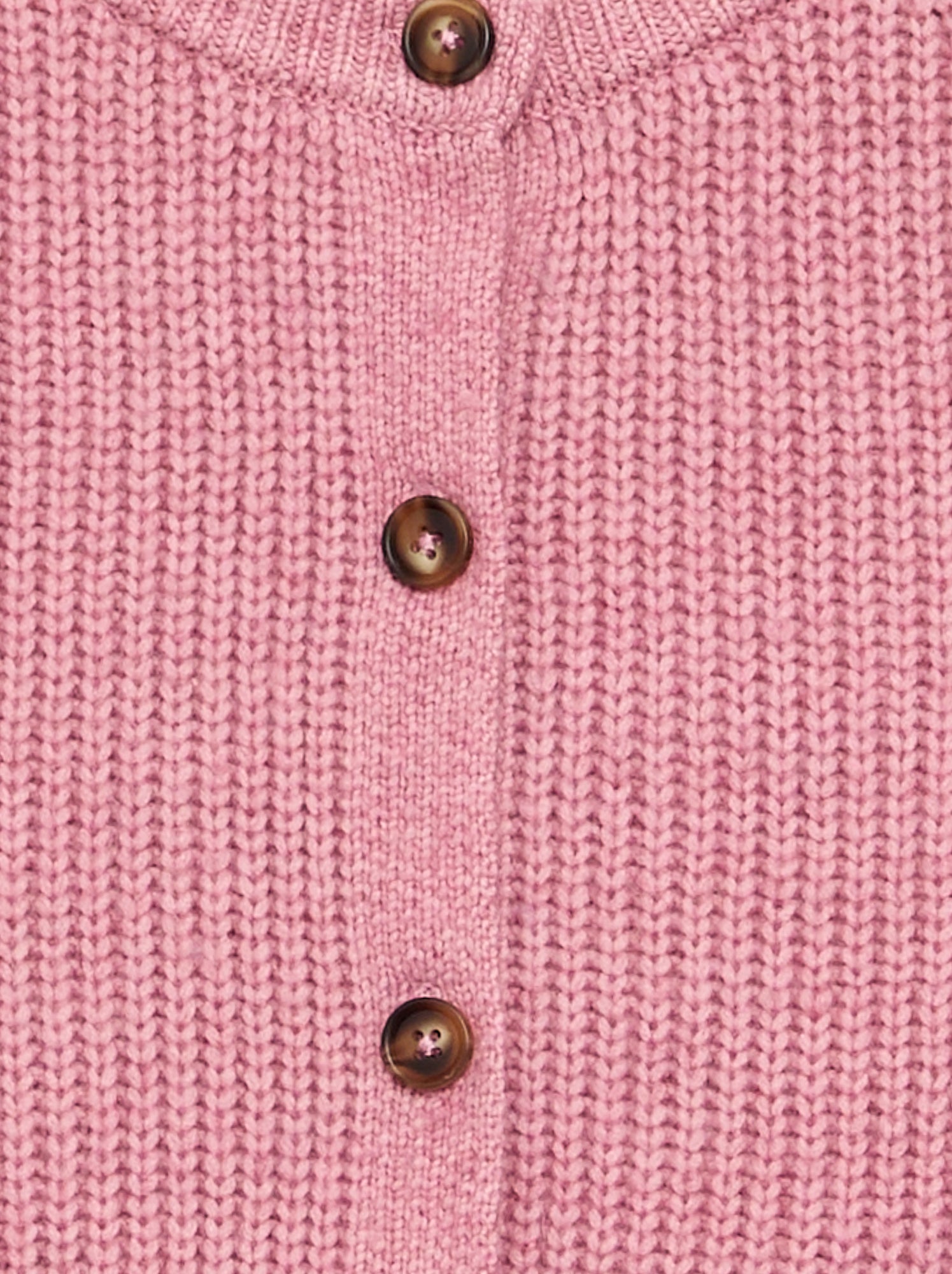 Gilet uni à manches longues - Rose