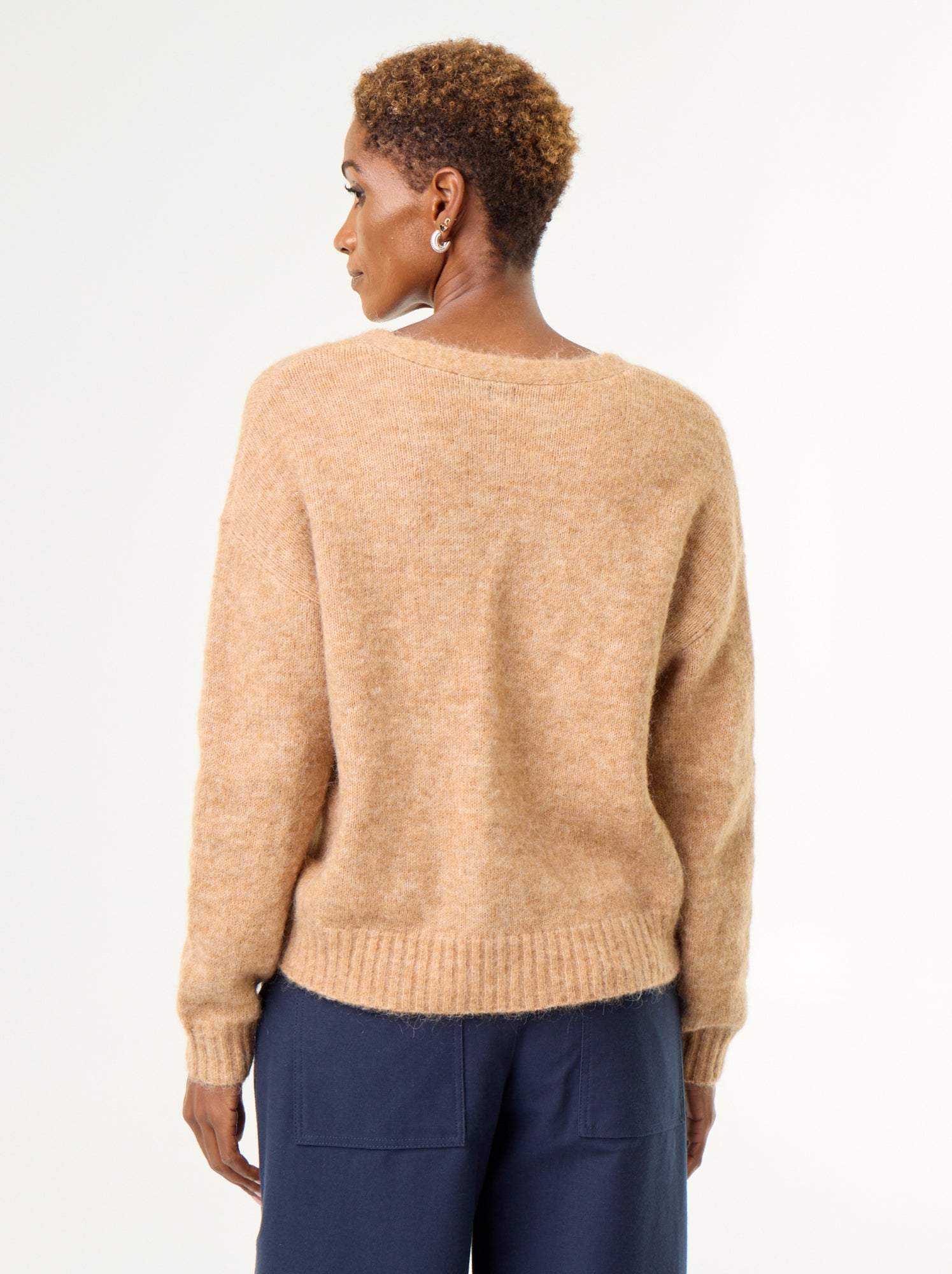 Gilet uni boutonné en maille grosse jauge - Beige