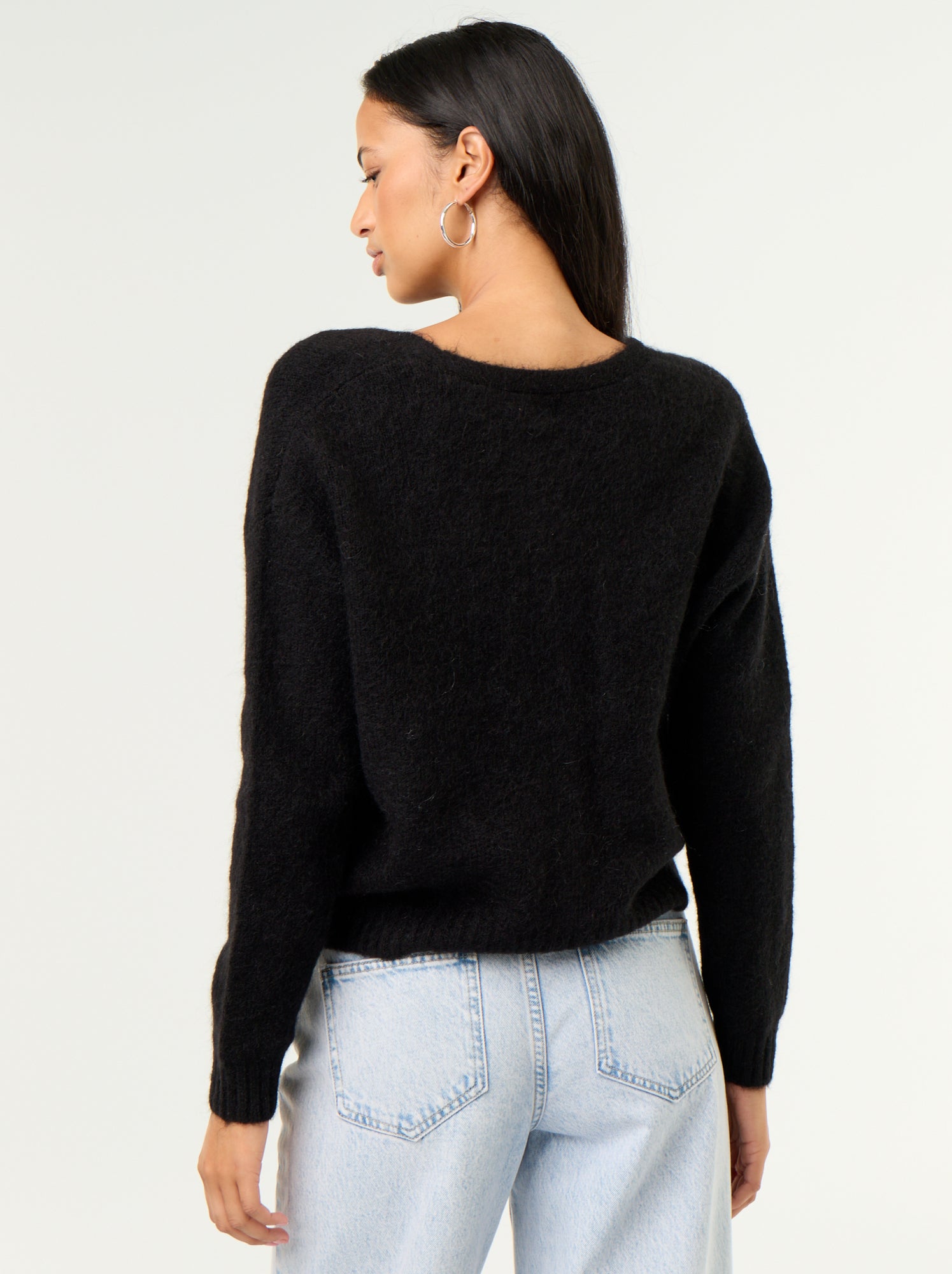 Gilet uni boutonné en maille grosse jauge - Noir