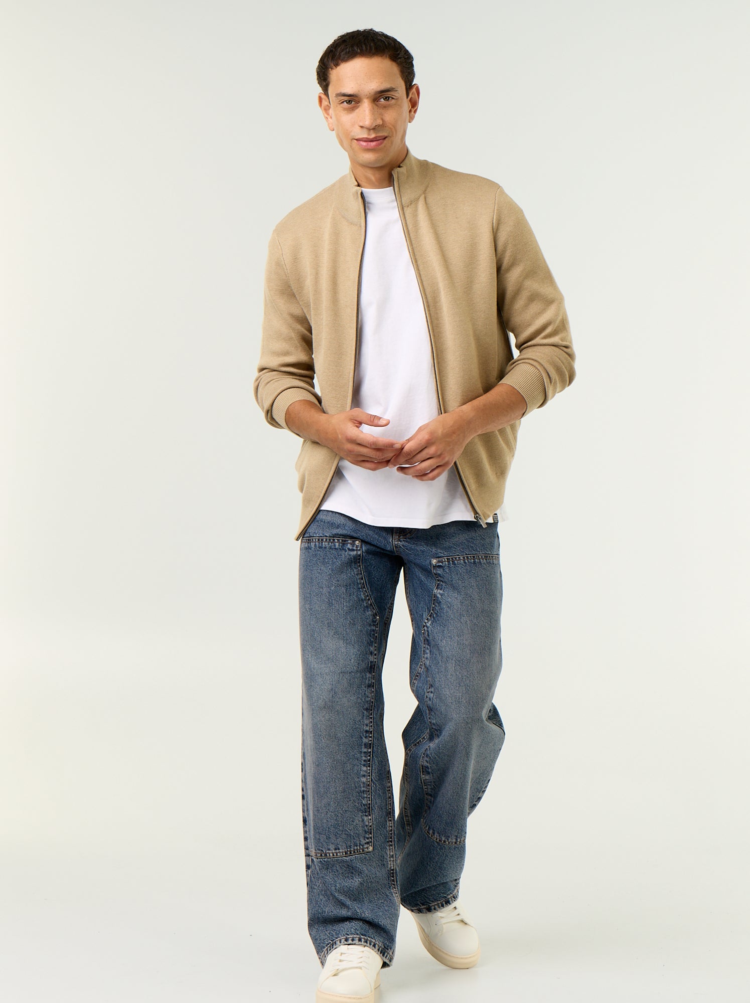 Gilet zippé à col montant - Beige