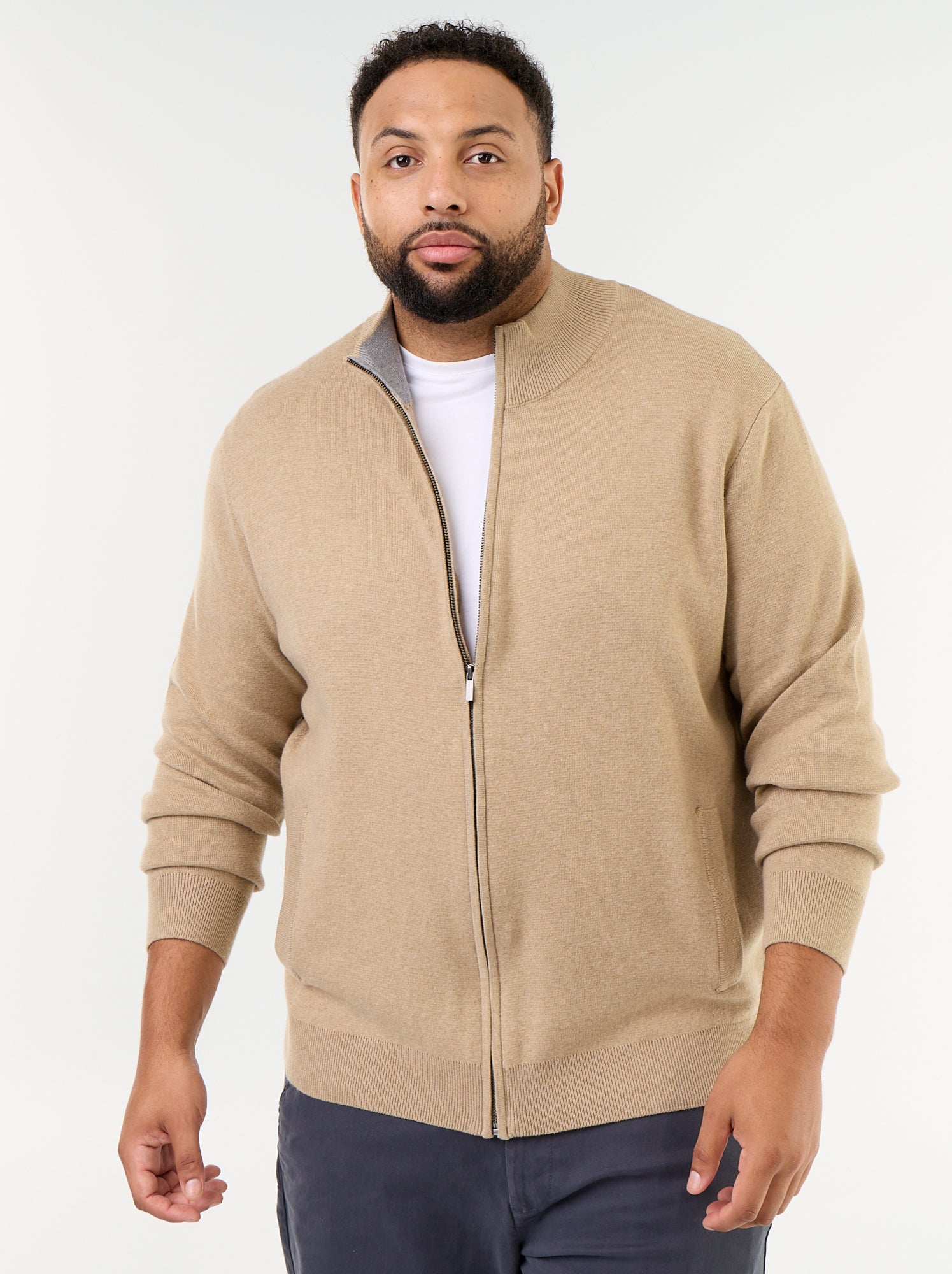 Gilet zippé à col montant - Beige
