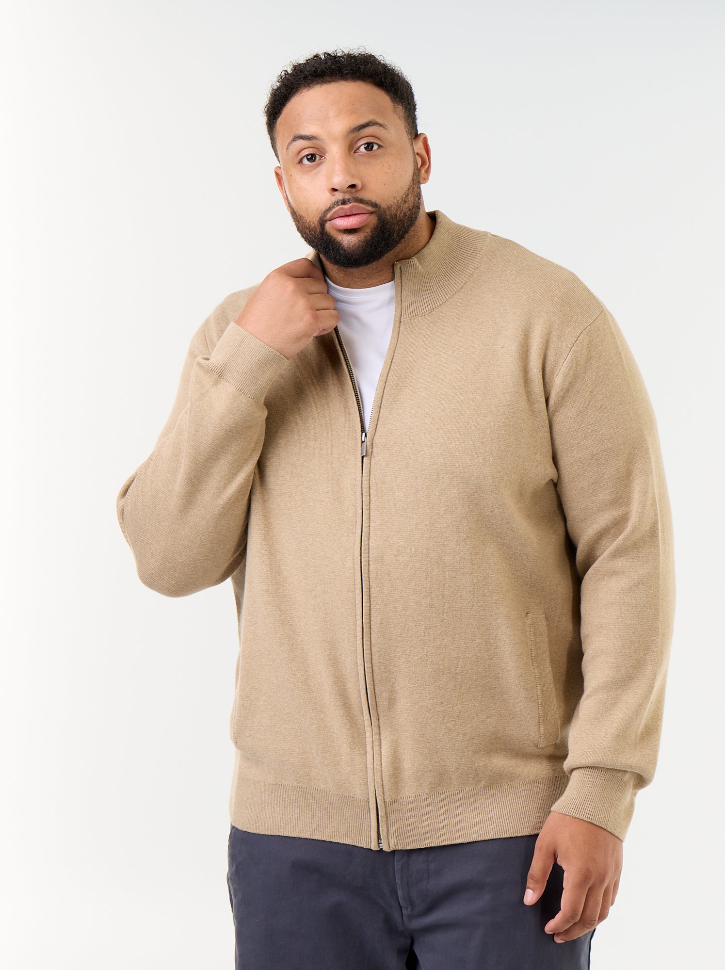 Gilet zippé à col montant - Beige