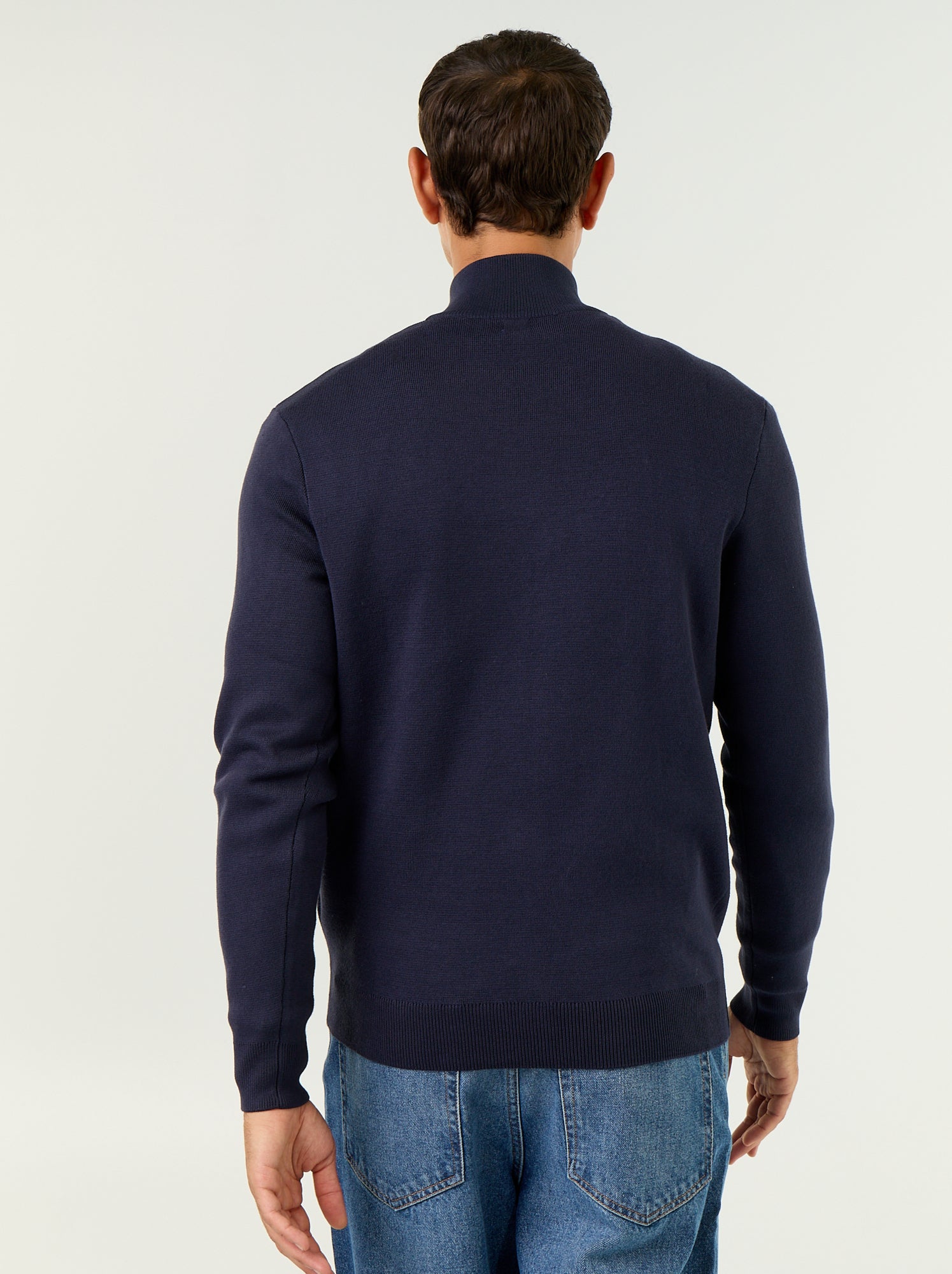 Gilet zippé à col montant - Bleu