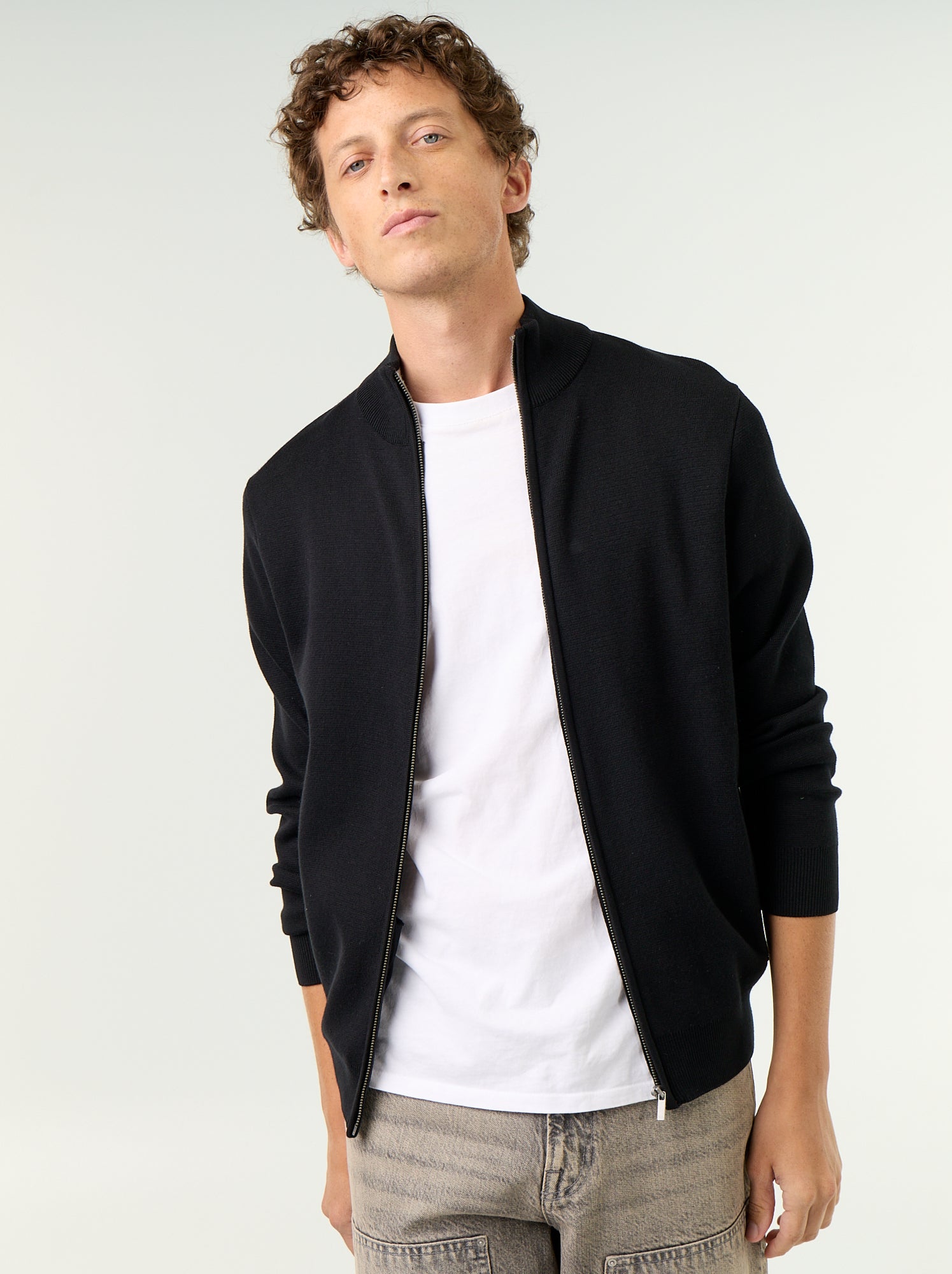Gilet zippé à col montant - Noir