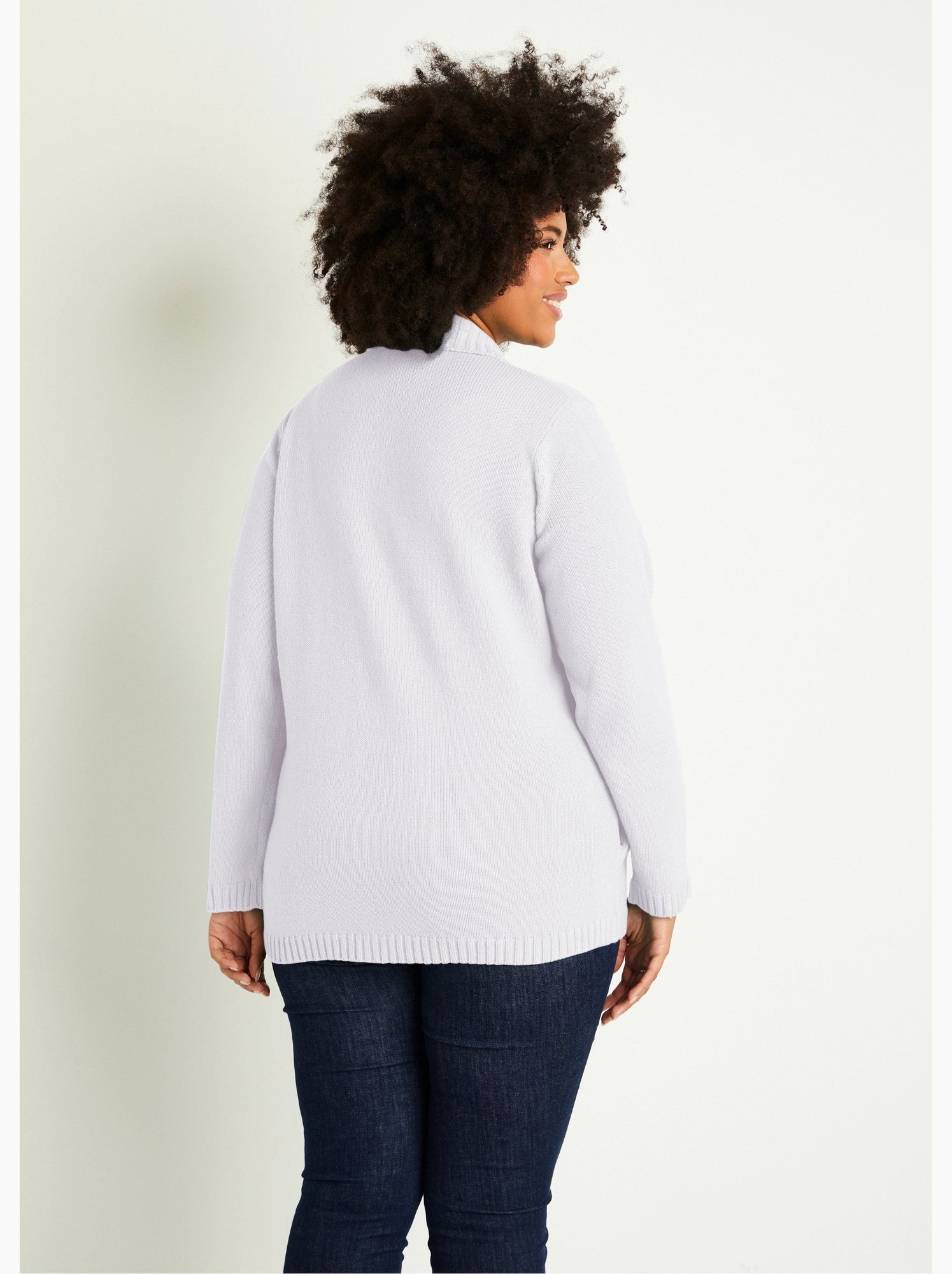 Gilet zippé long uni col montant - Blanc
