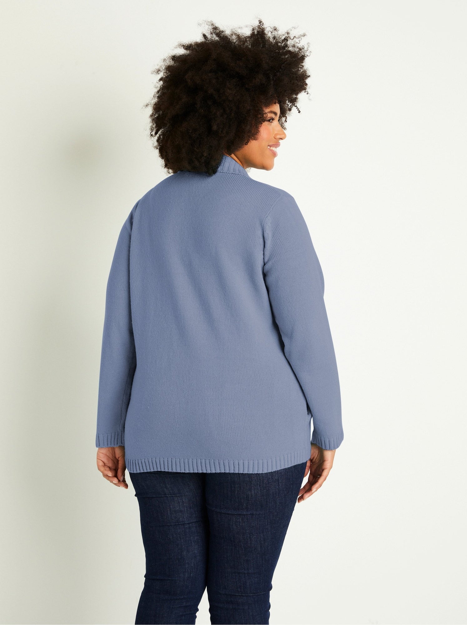 Gilet zippé long uni col montant - Ciel