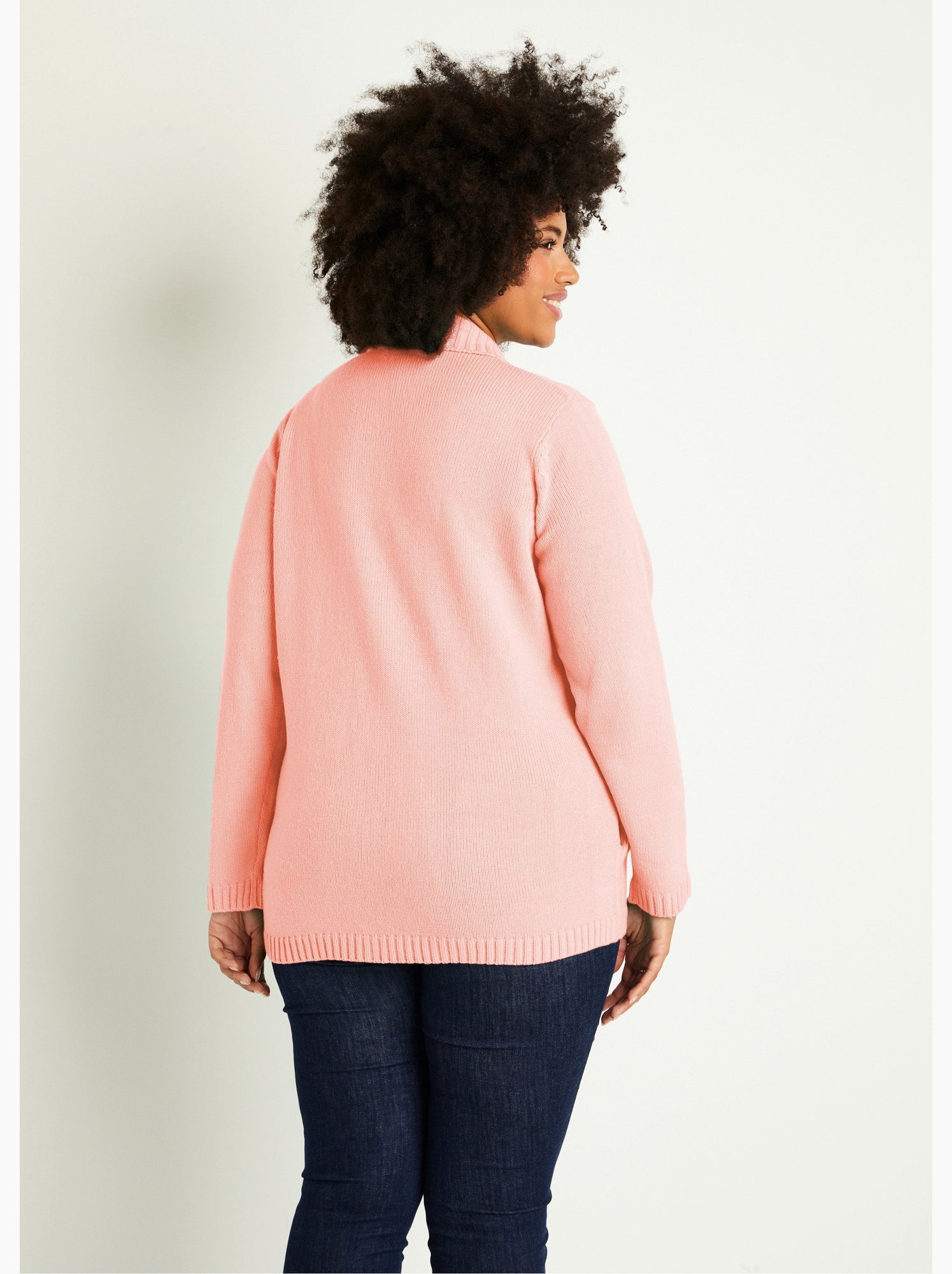 Gilet zippé long uni col montant - Rose