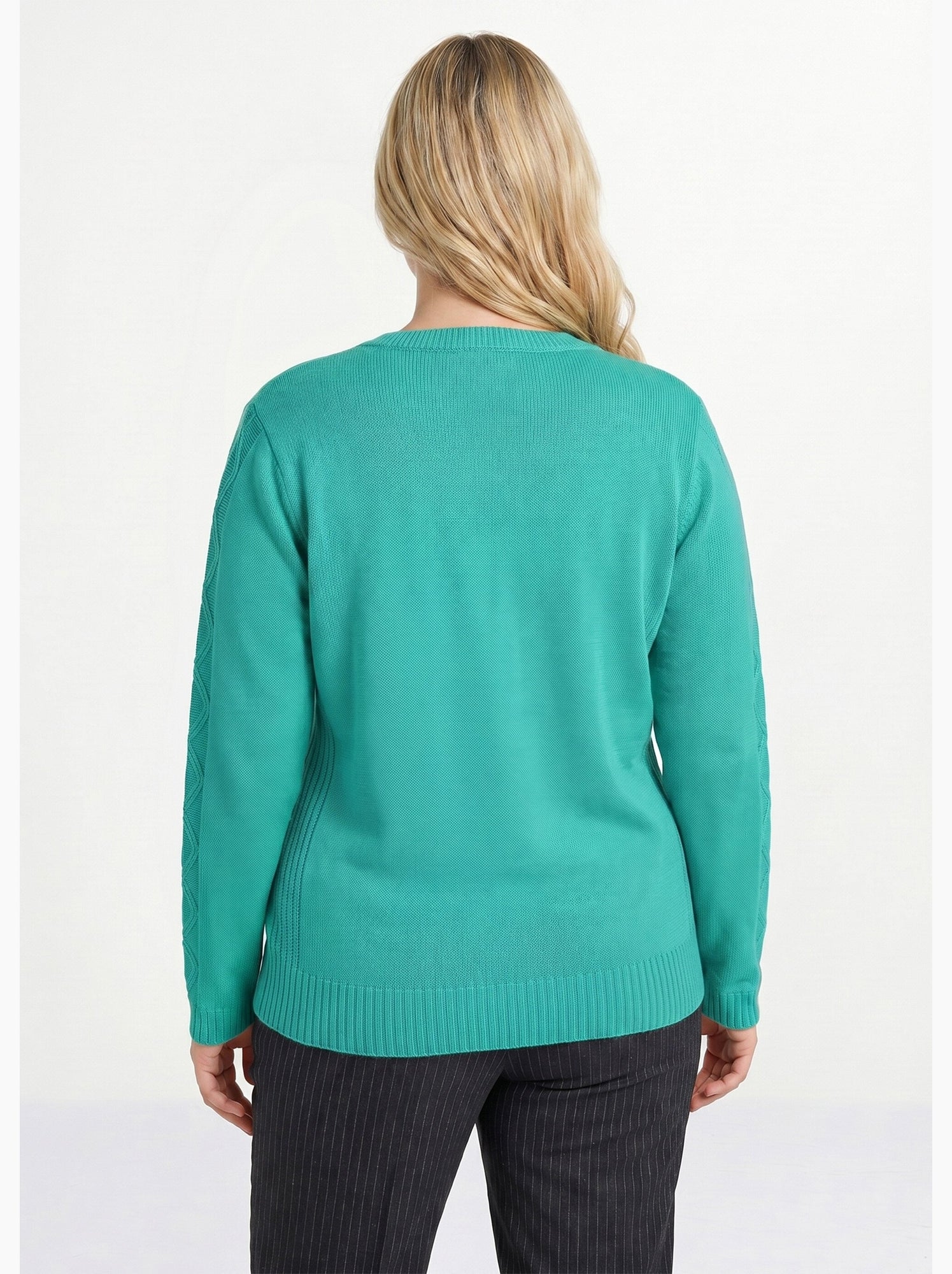 Gilet zippé uni mi-long maille épaisse - afibel - Vert émeraude