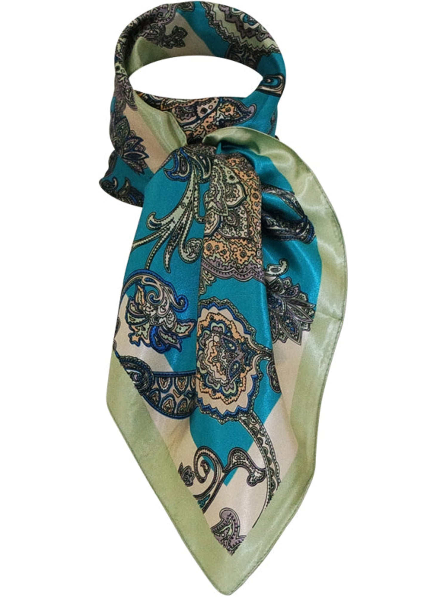 Grand foulard polysatin cachemire - Vert