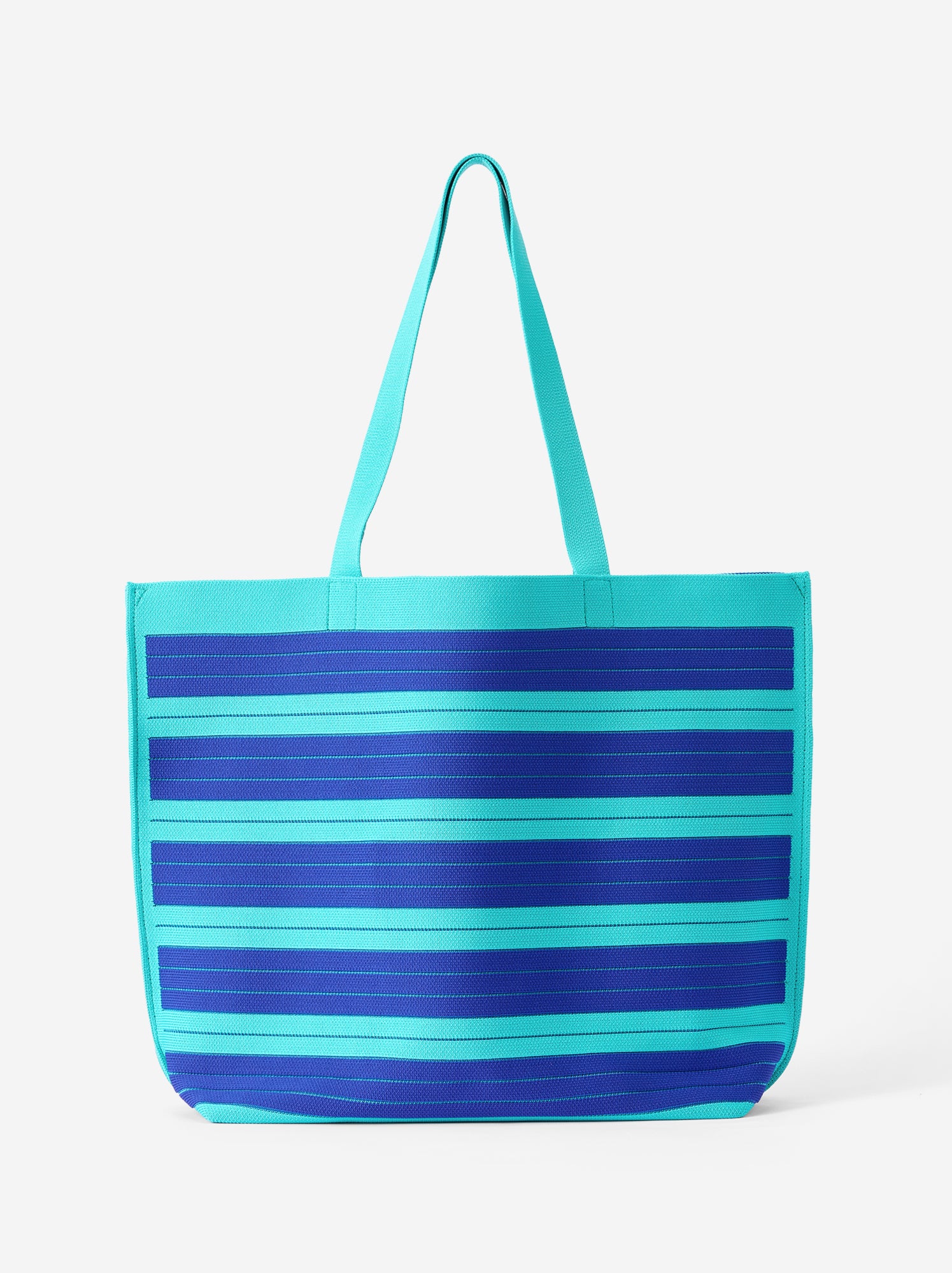 Grand sac forme cabas à rayures - Bleu