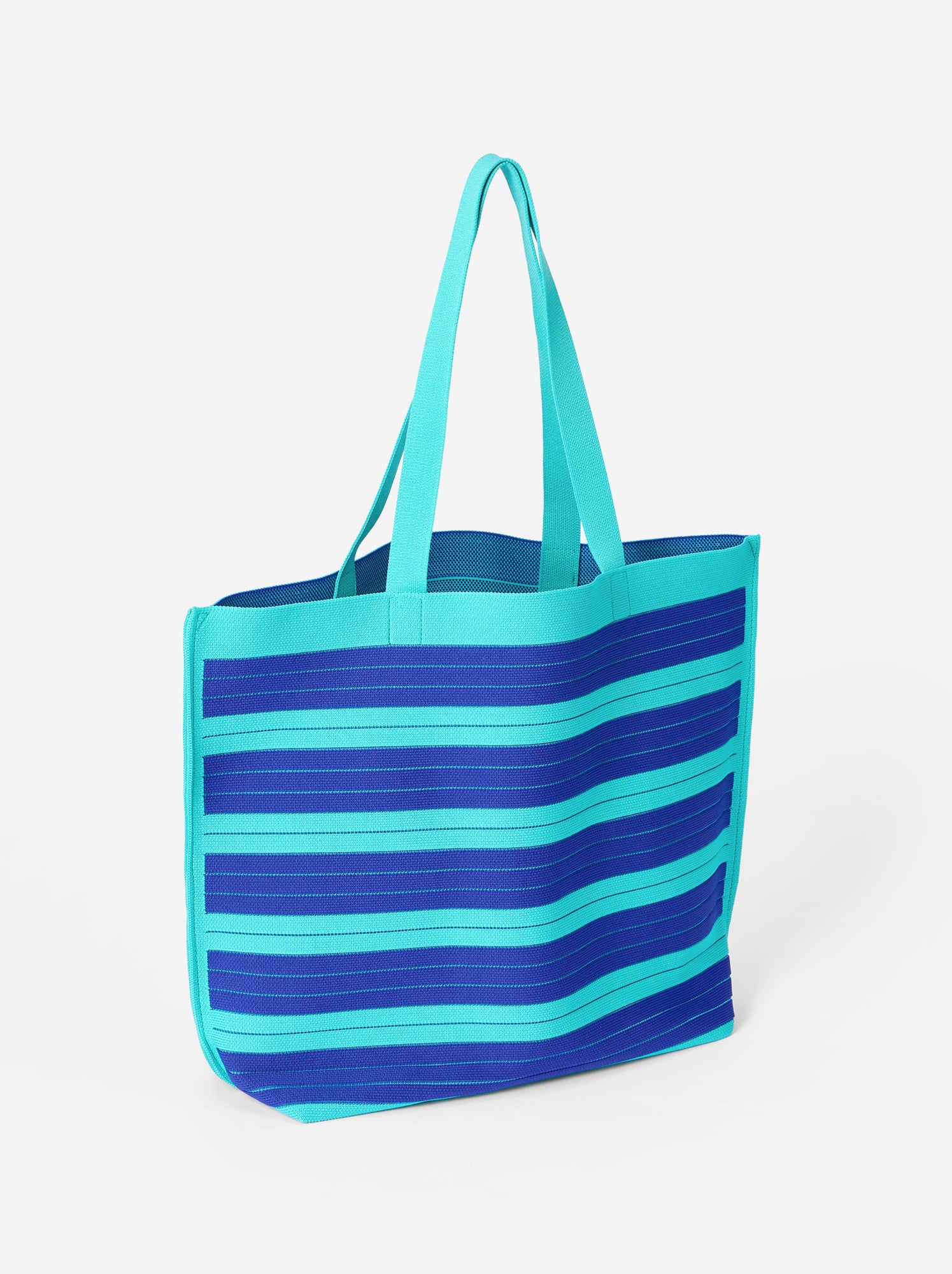 Grand sac forme cabas à rayures - Bleu
