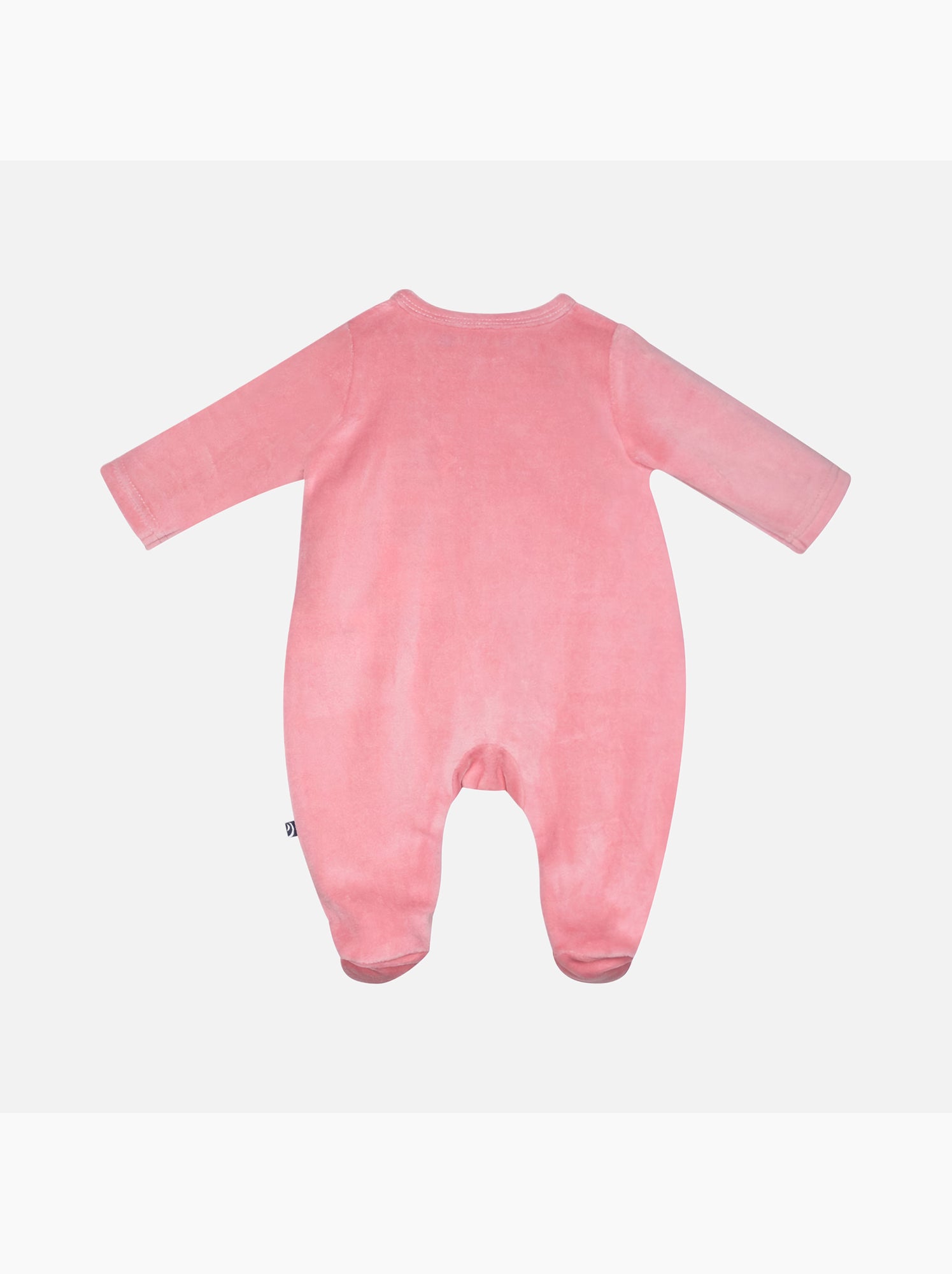 Grenouillère inaya velours rase ouverture devant naissance - Rose