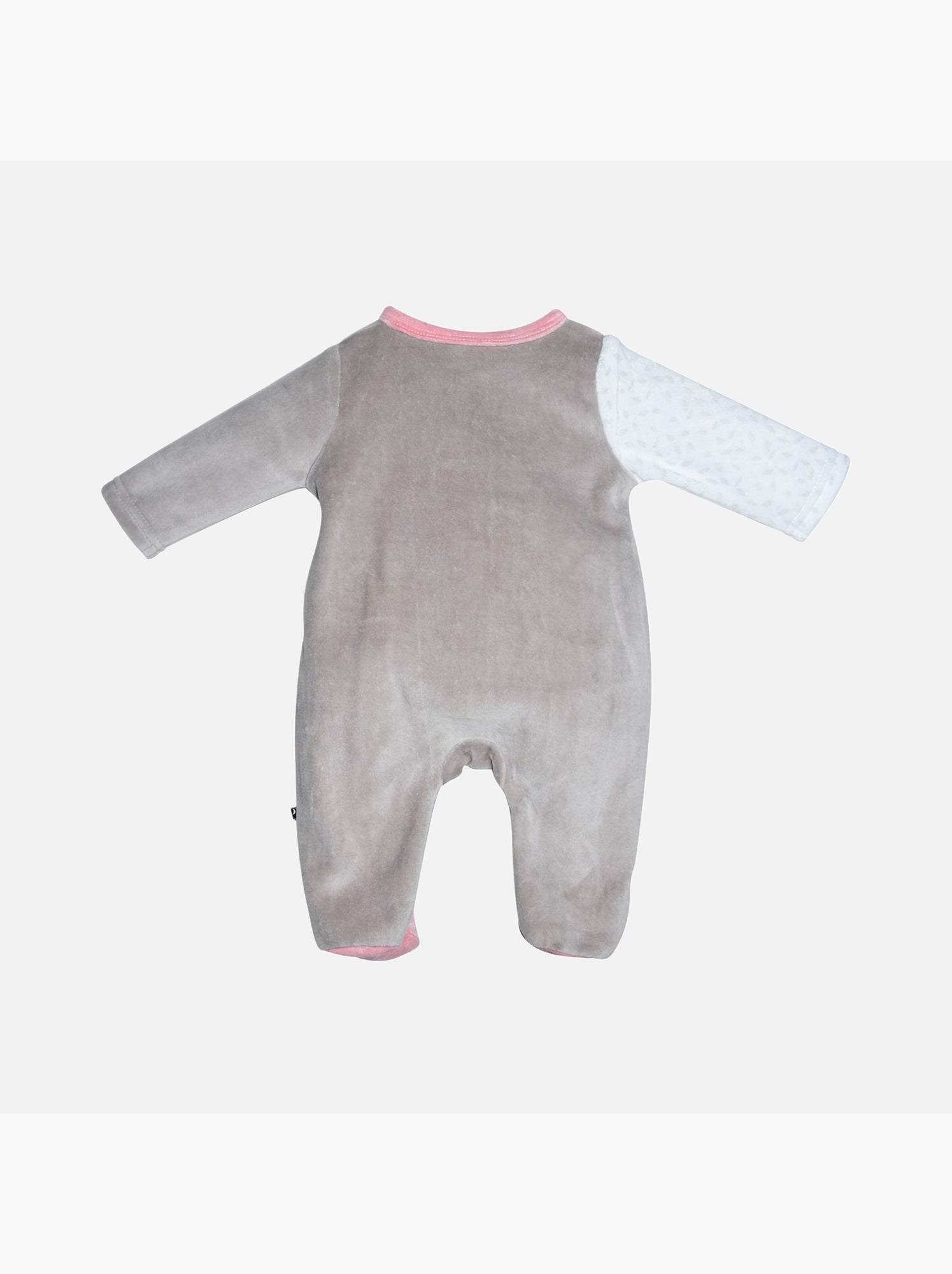 Grenouillère inola velours rase ouverture devant naissance - Rose