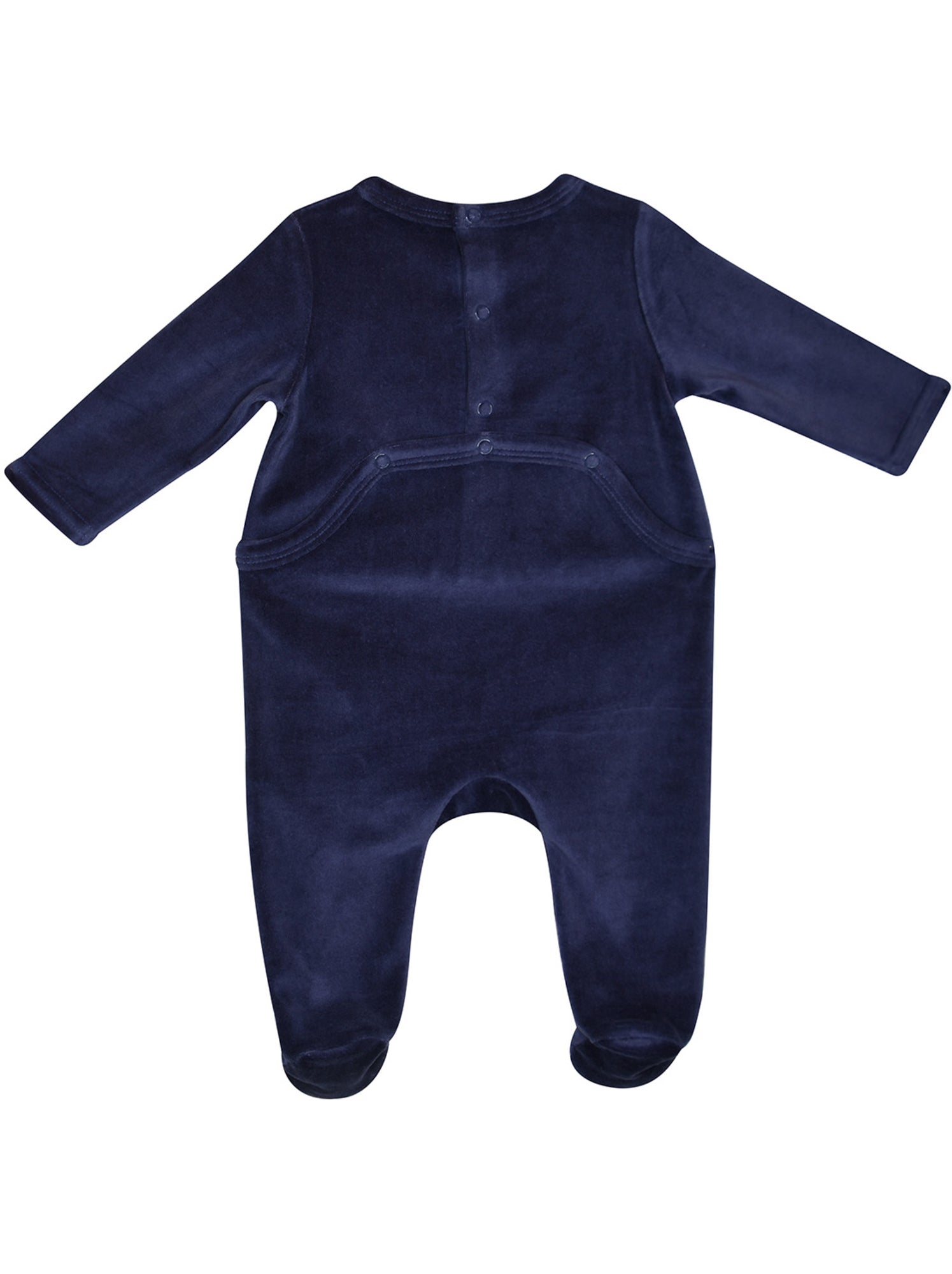 Grenouillère modeste velours rase pont dos bebe - Bleu