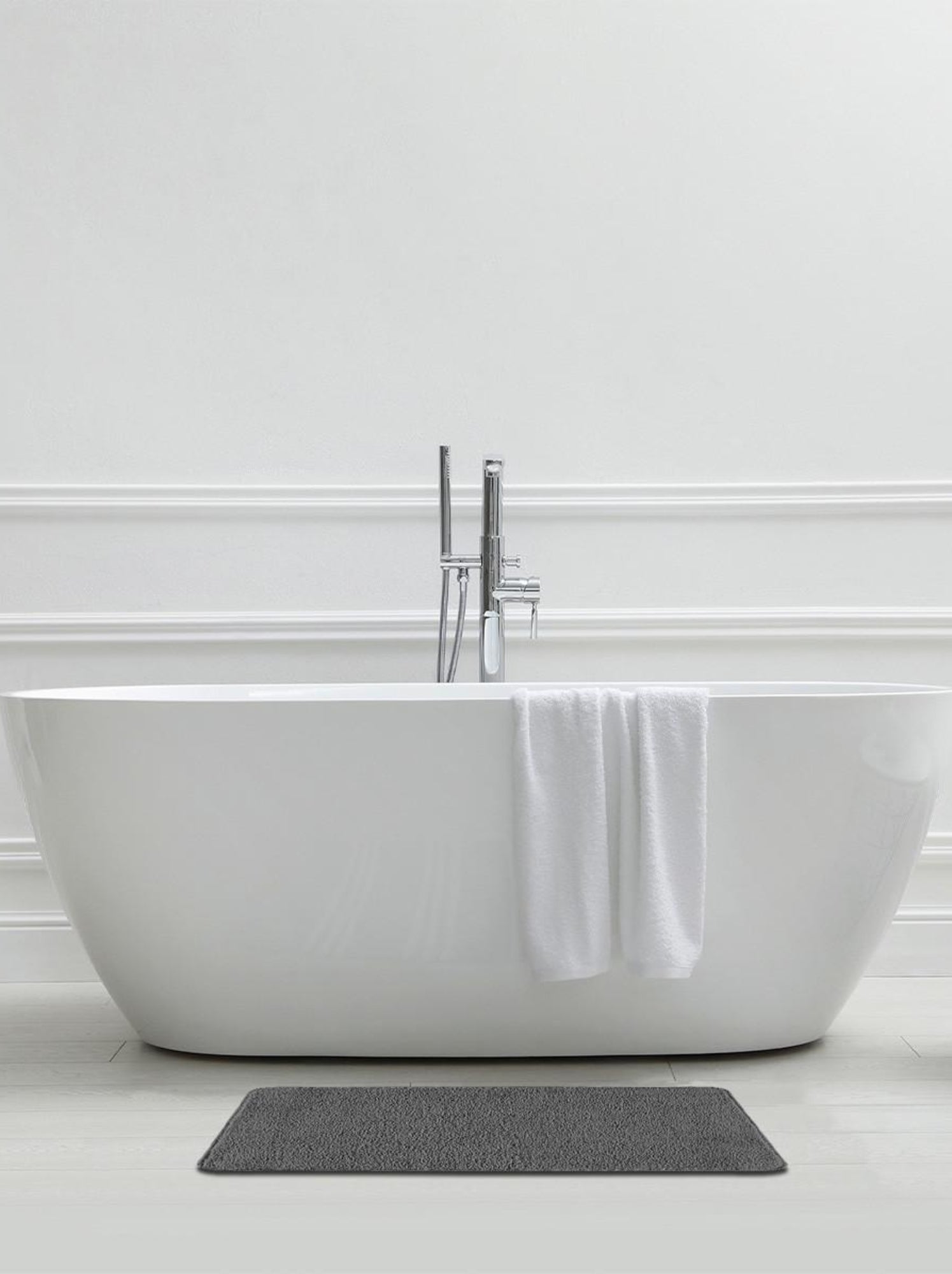 Guy levasseur - tapis de bain uni 50x80 en polyester - gris anthracite