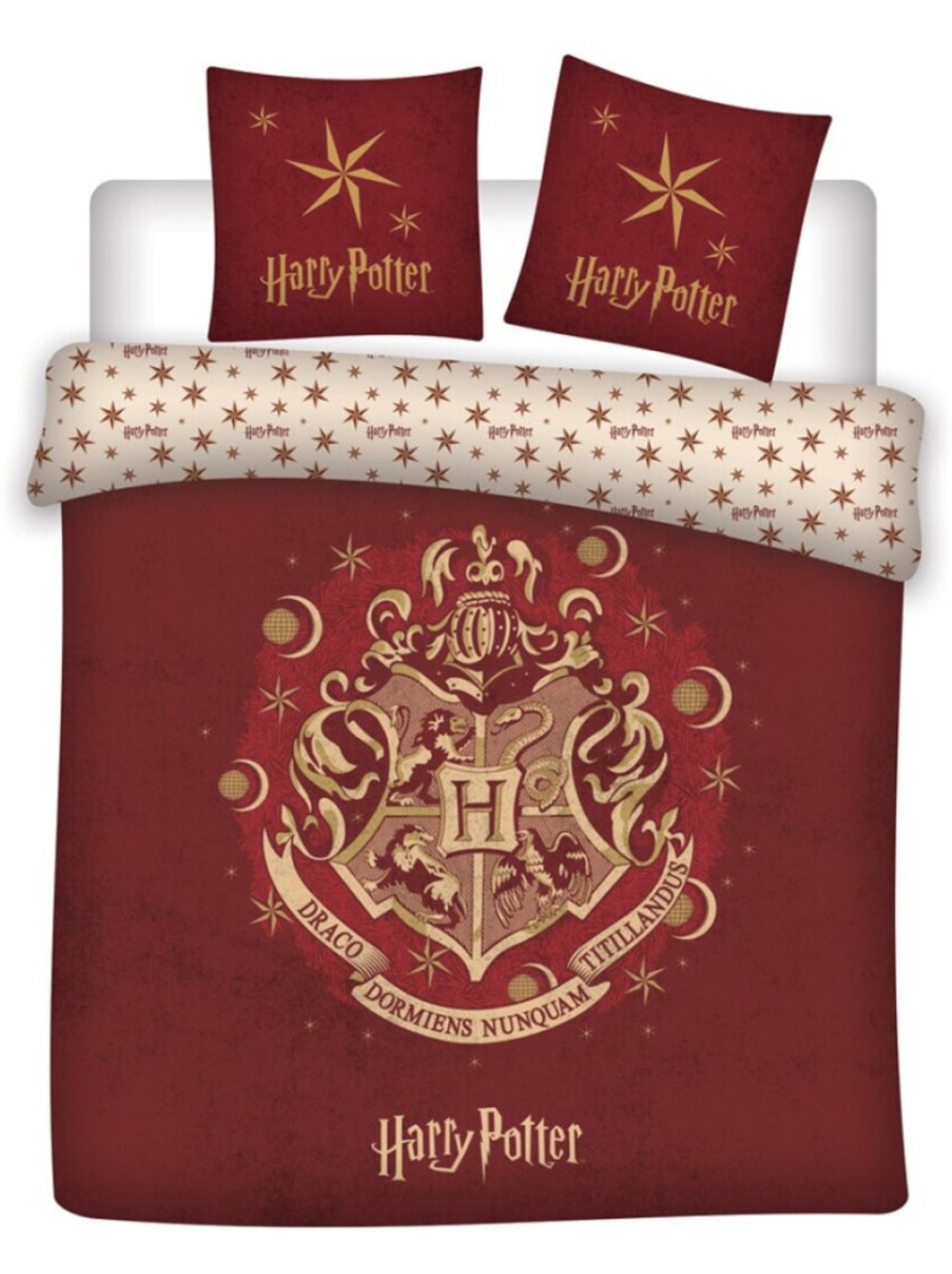 Harry Potter, Parure de Lit Double Imprimée Réversible, POUDLARD ROUGE - Multicolore