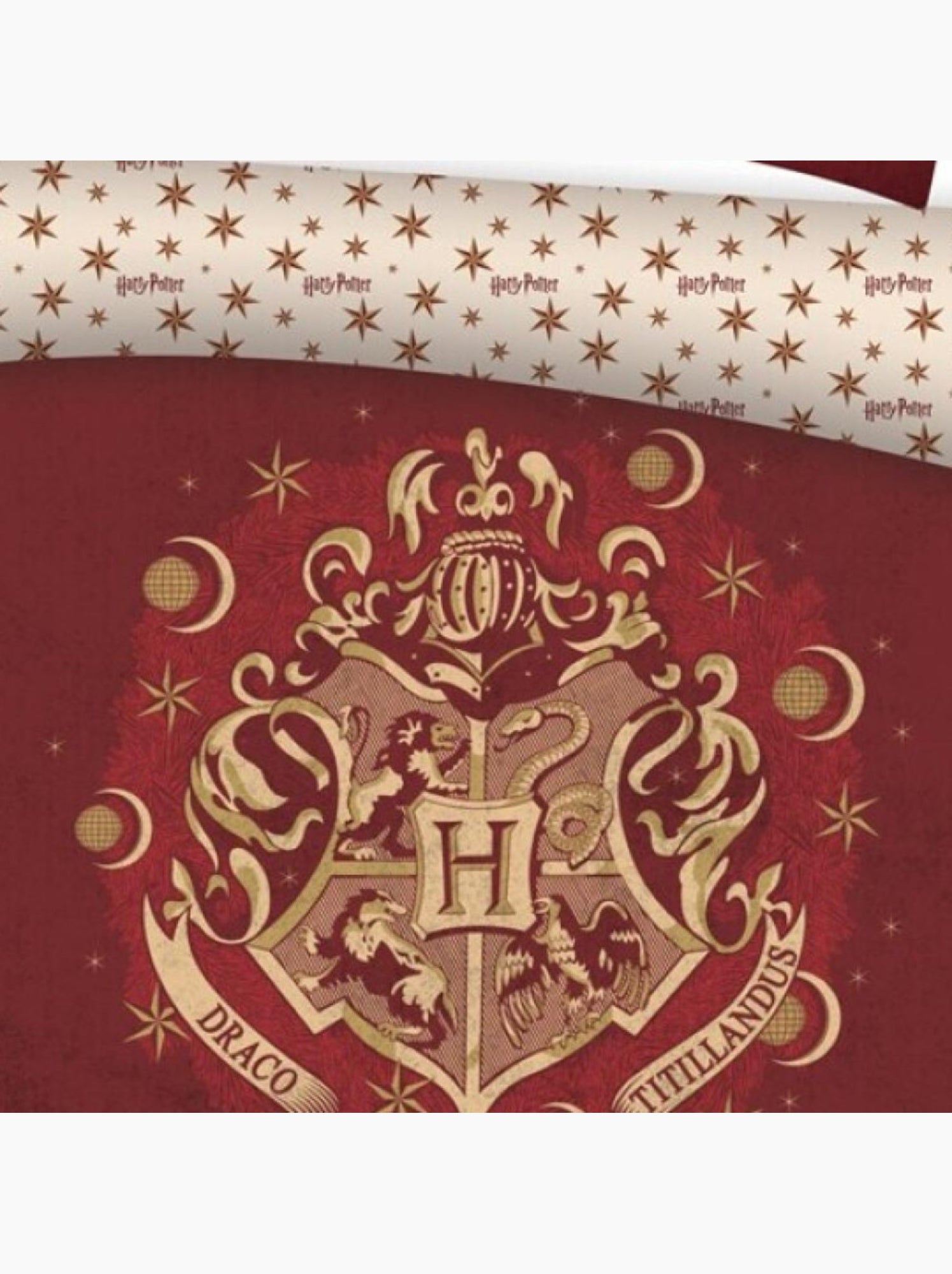 Harry Potter, Parure de Lit Double Imprimée Réversible, POUDLARD ROUGE - Multicolore