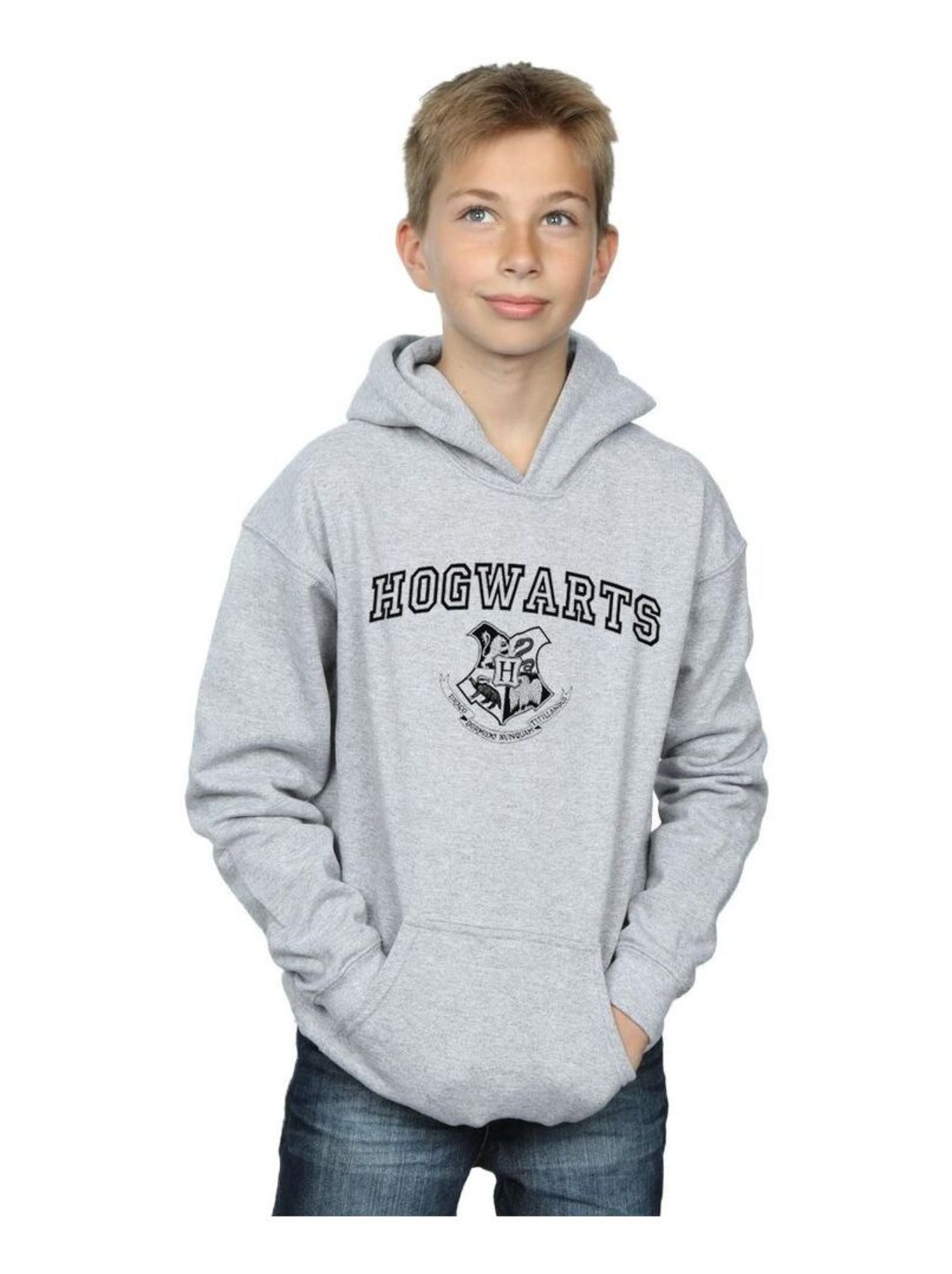Harry Potter - Sweat à capuche HOGWARTS - Gris chiné