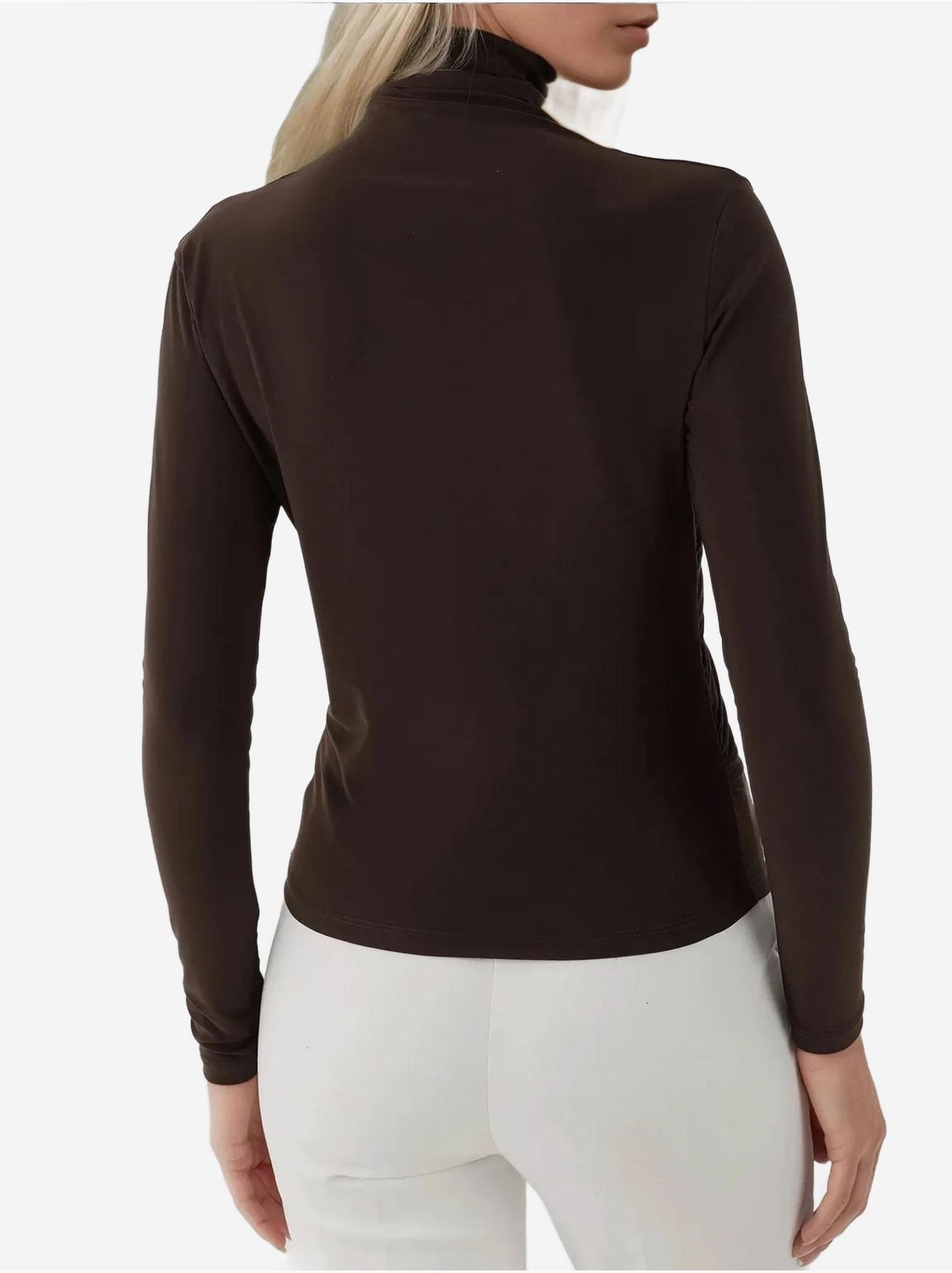 Haut en tricot élégant à manches longues - Marron chocolat