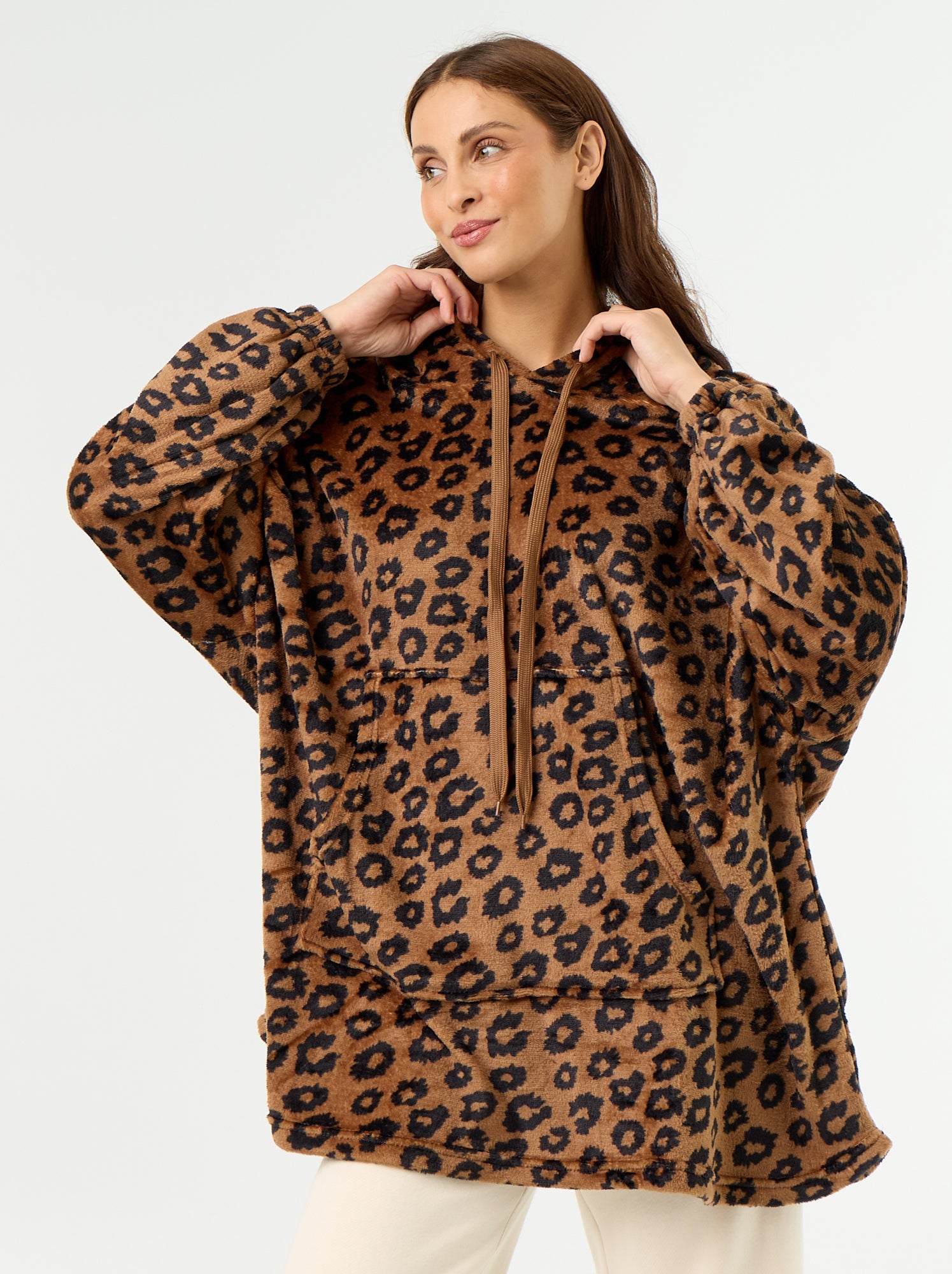 Hoodie en polaire à capuche - Marron