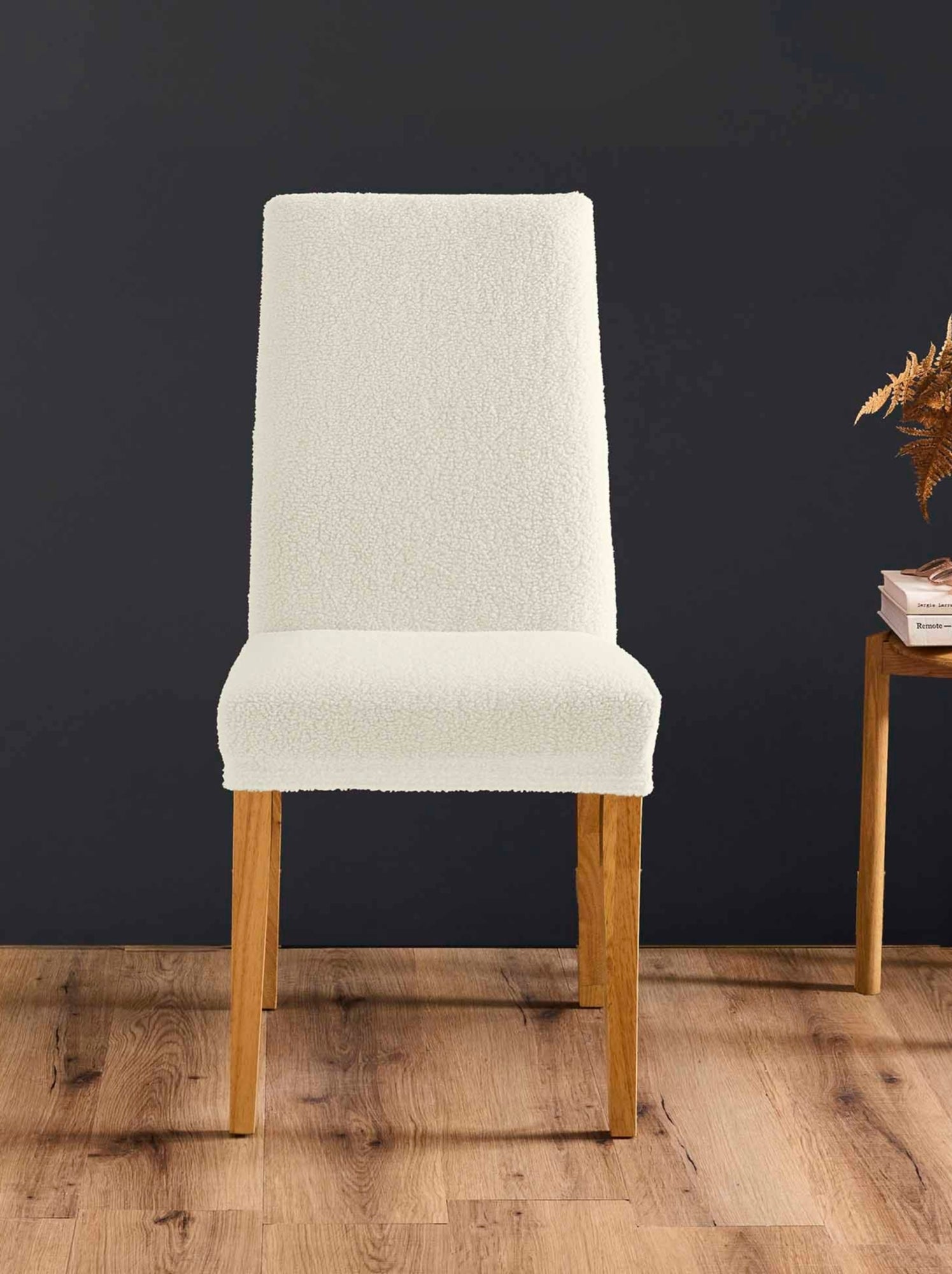 Housse de chaise extensible bouclette - Beige coquille