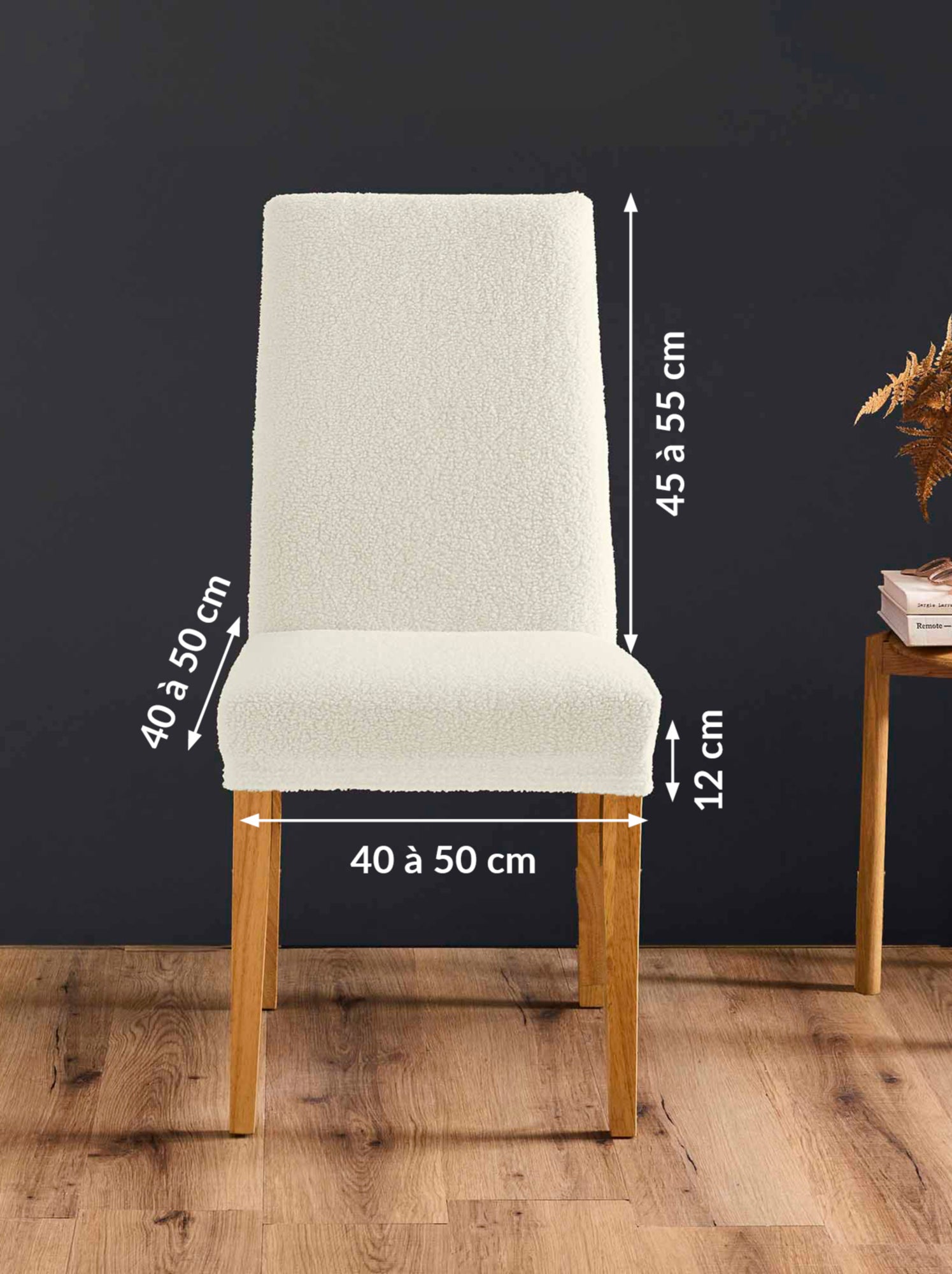 Housse de chaise extensible bouclette - Beige coquille