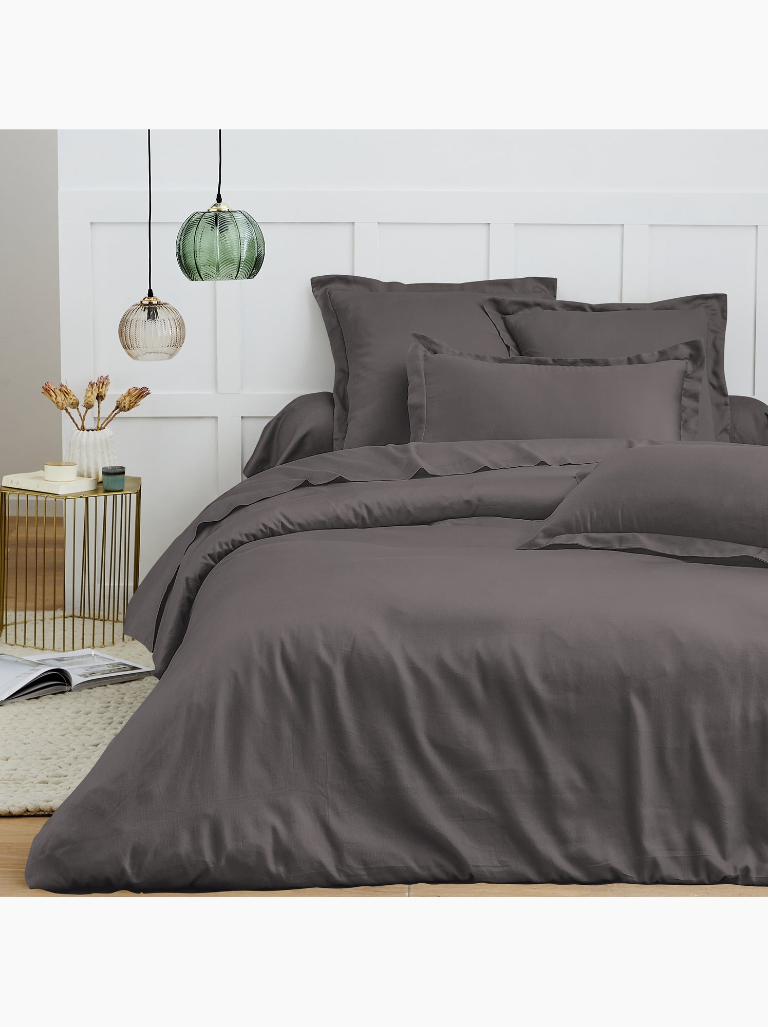 Housse de couette – 100% coton 57 fils/cm² – qualité supérieure - Ardoise