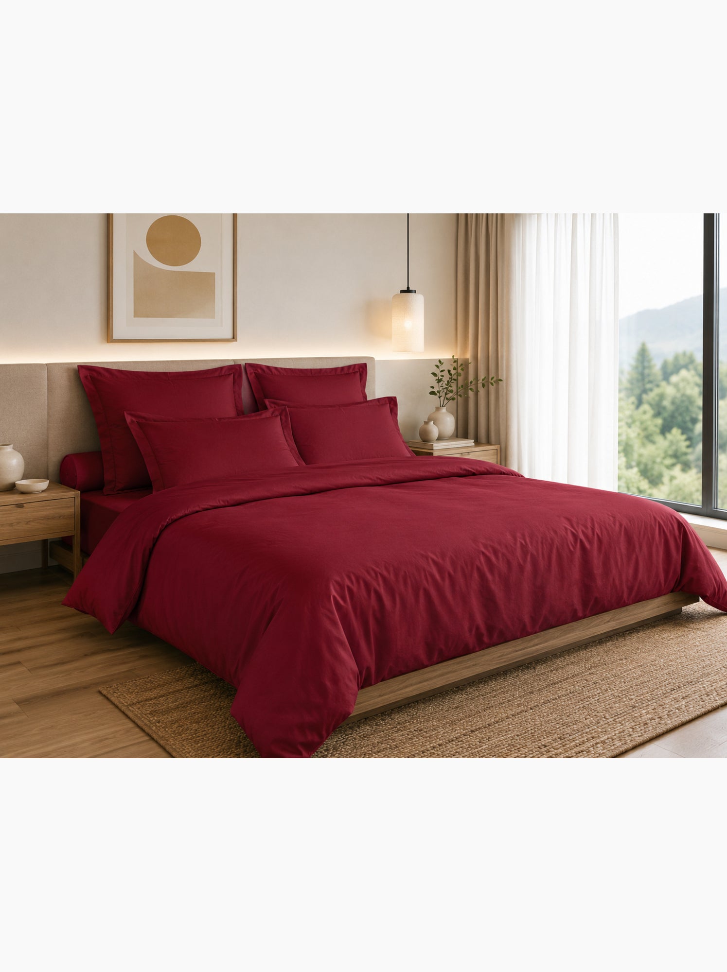 Housse de couette – 100% coton 57 fils/cm² – qualité supérieure - Bordeaux