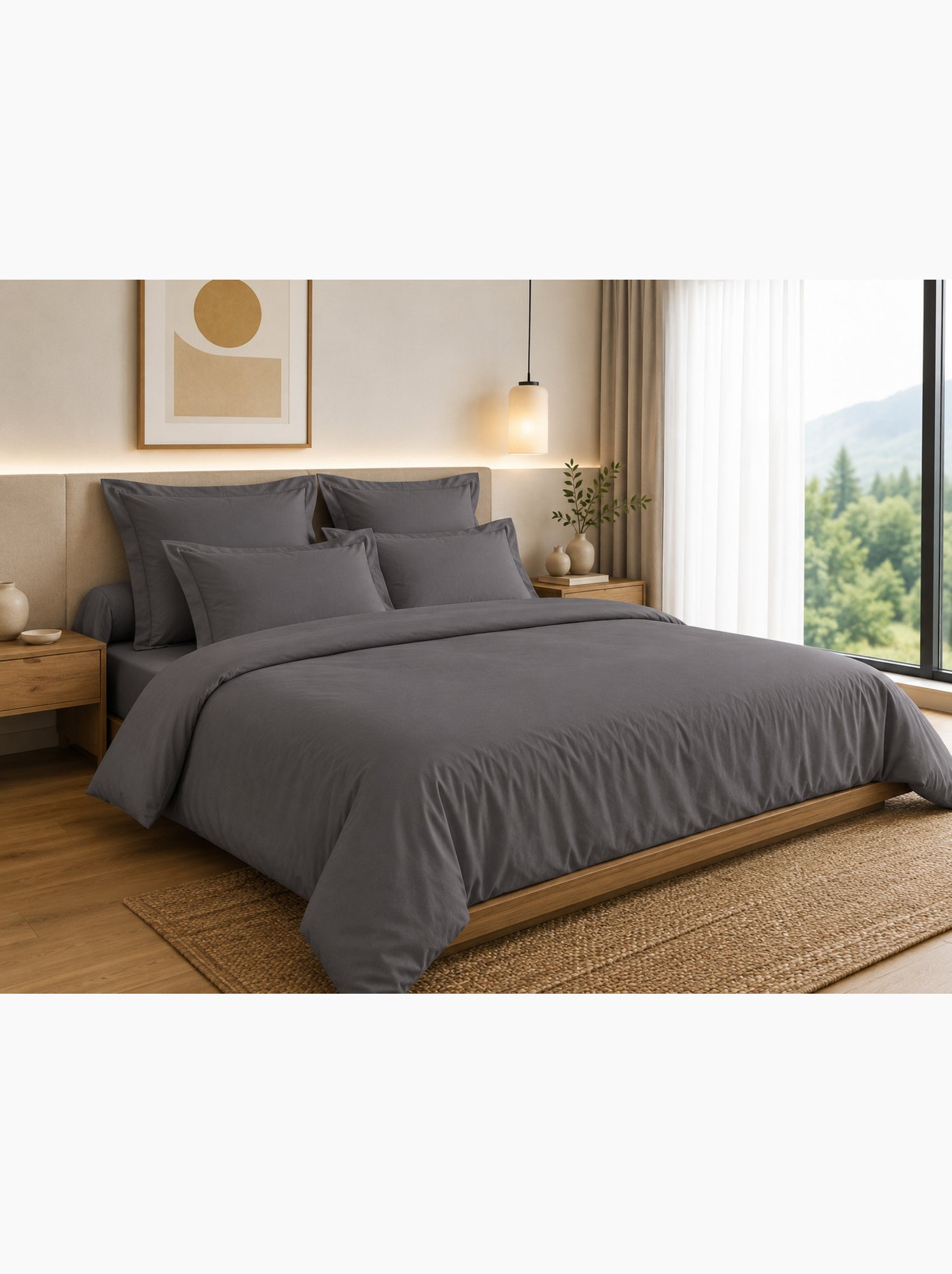 Housse de couette – 100% coton 57 fils/cm² – qualité supérieure - gris anthracite
