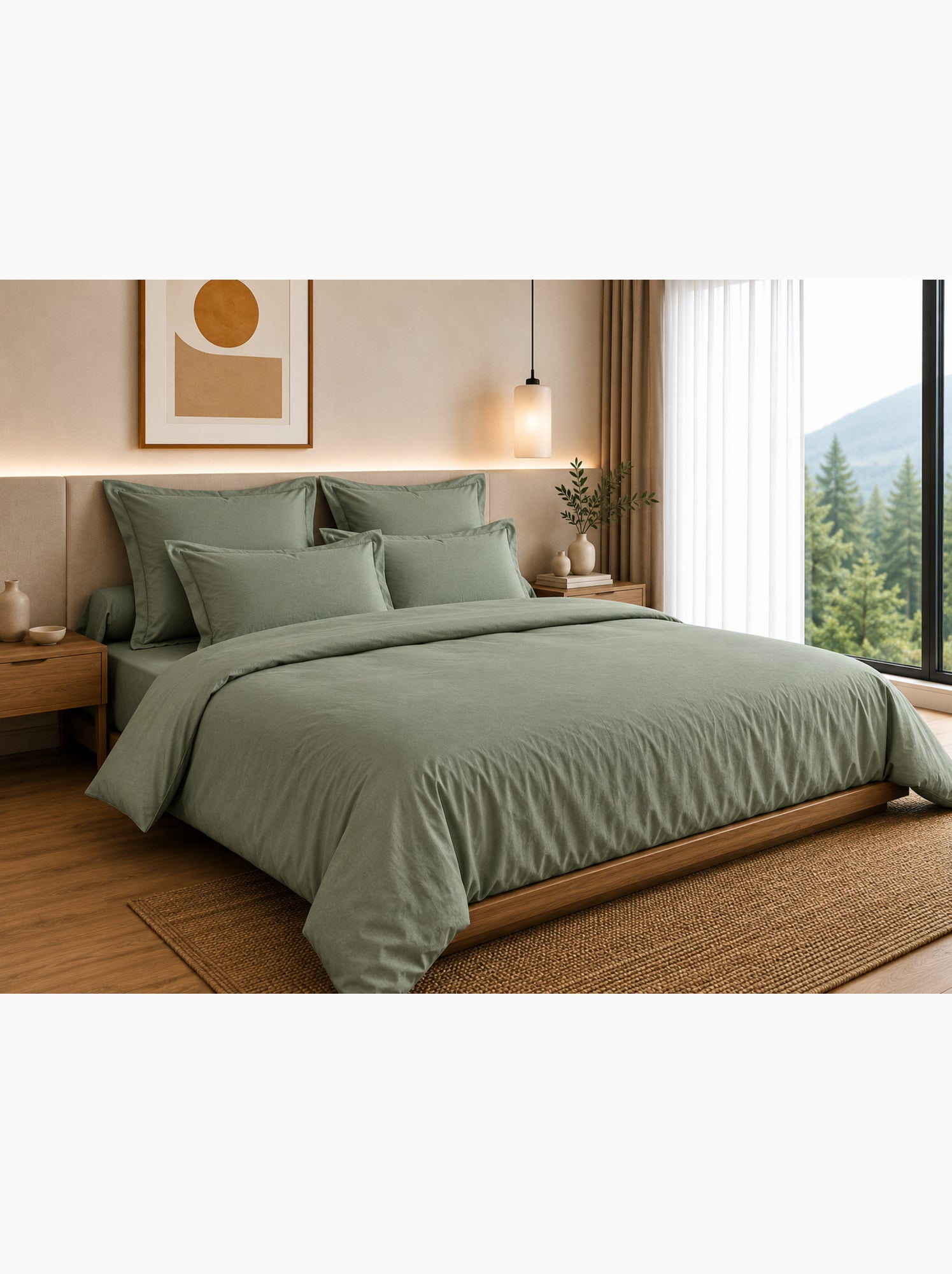 Housse de couette – 100% coton 57 fils/cm² – qualité supérieure - Kaki