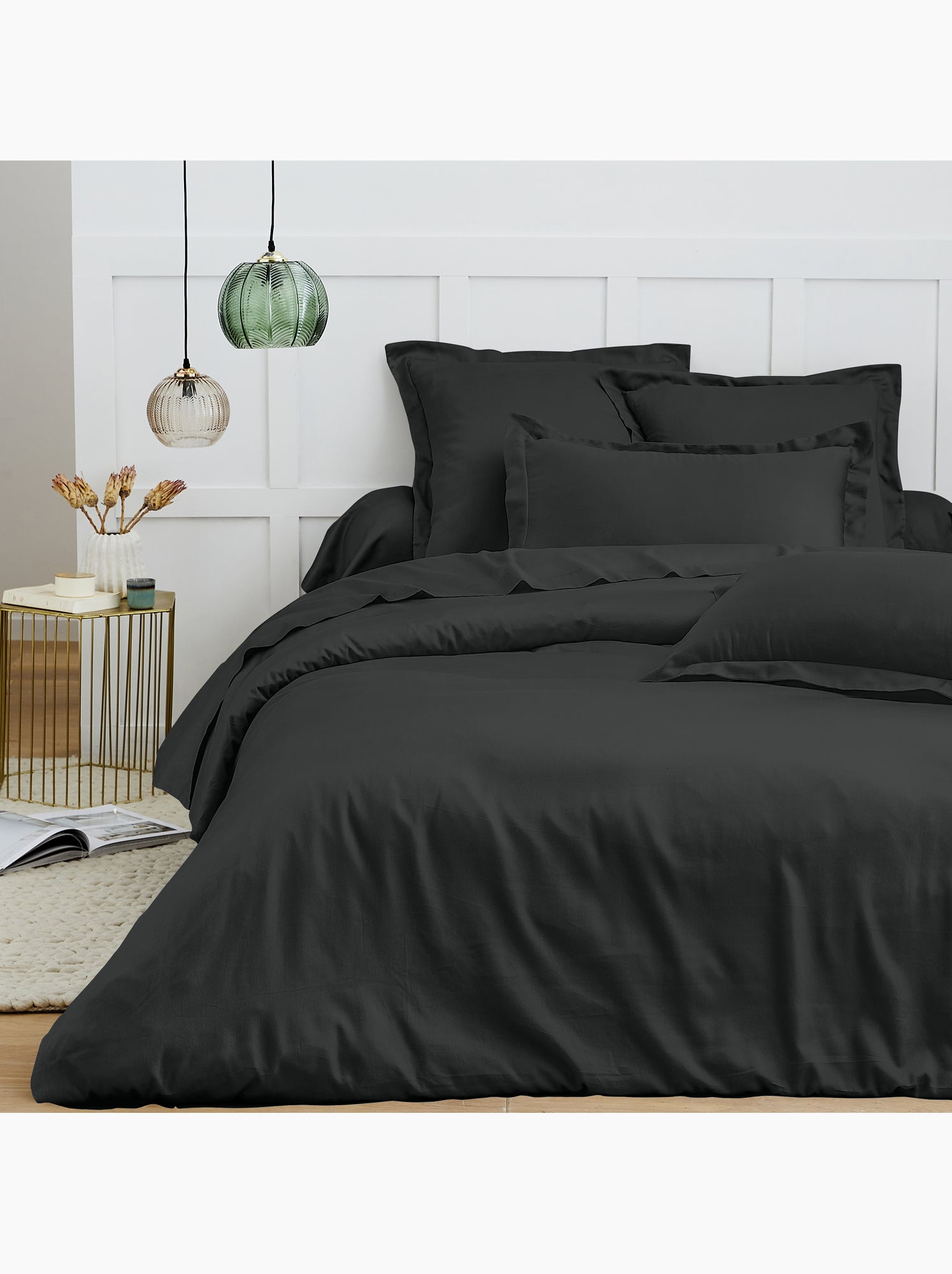 Housse de couette – 100% coton 57 fils/cm² – qualité supérieure - Noir