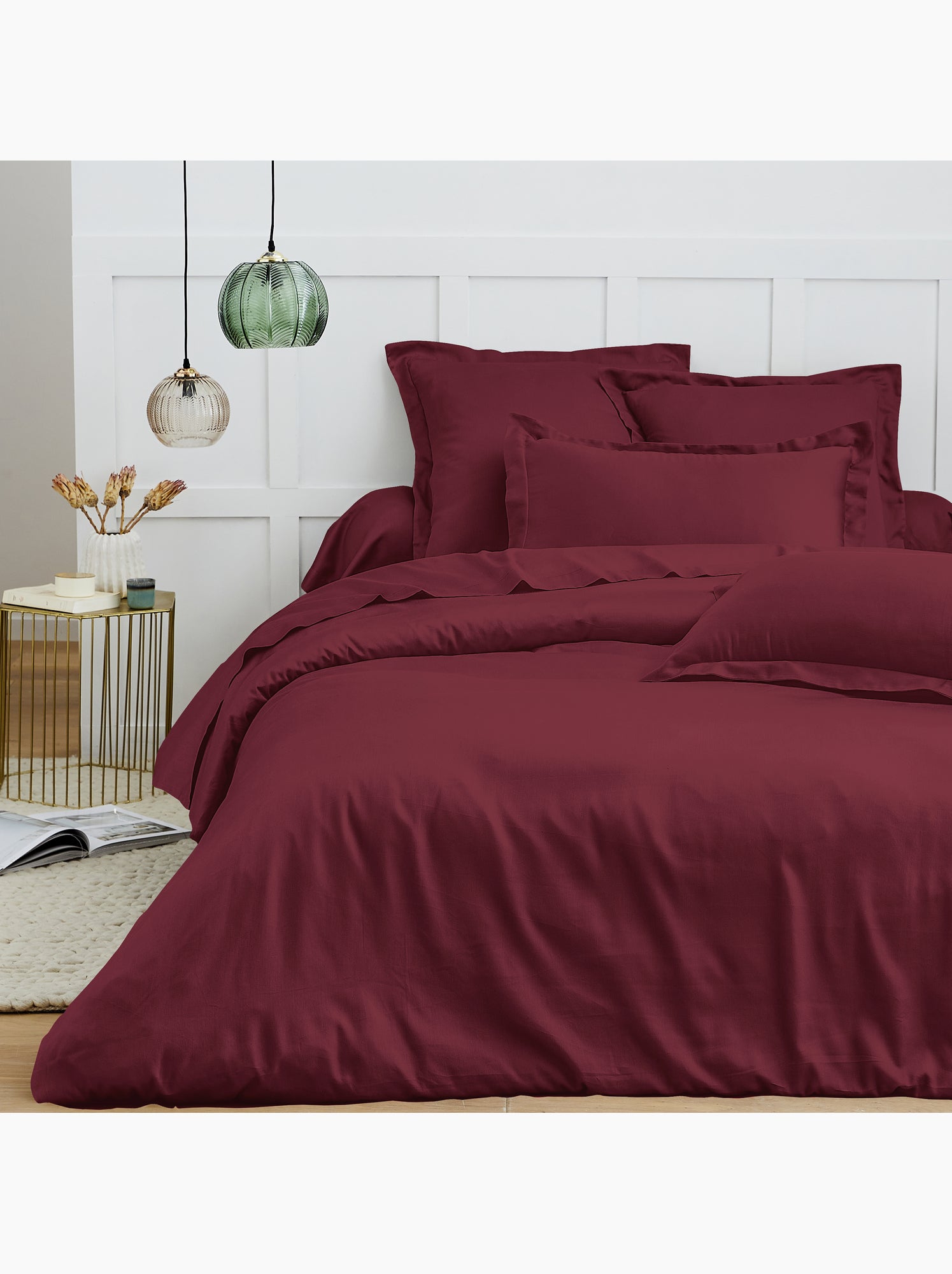 Housse de couette – 100% coton 57 fils/cm² – qualité supérieure - Rouge grenat