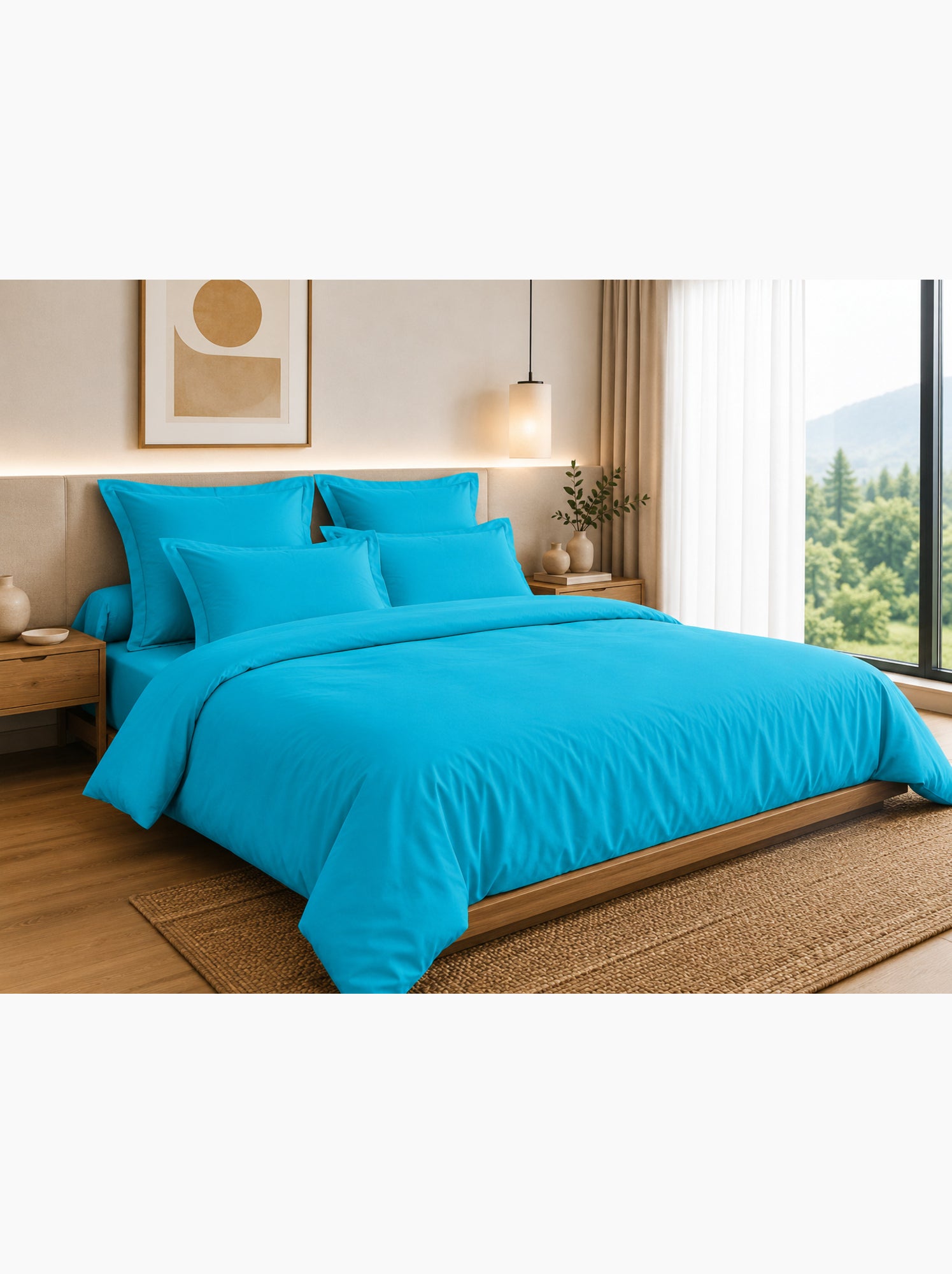 Housse de couette – 100% coton 57 fils/cm² – qualité supérieure - Turquoise