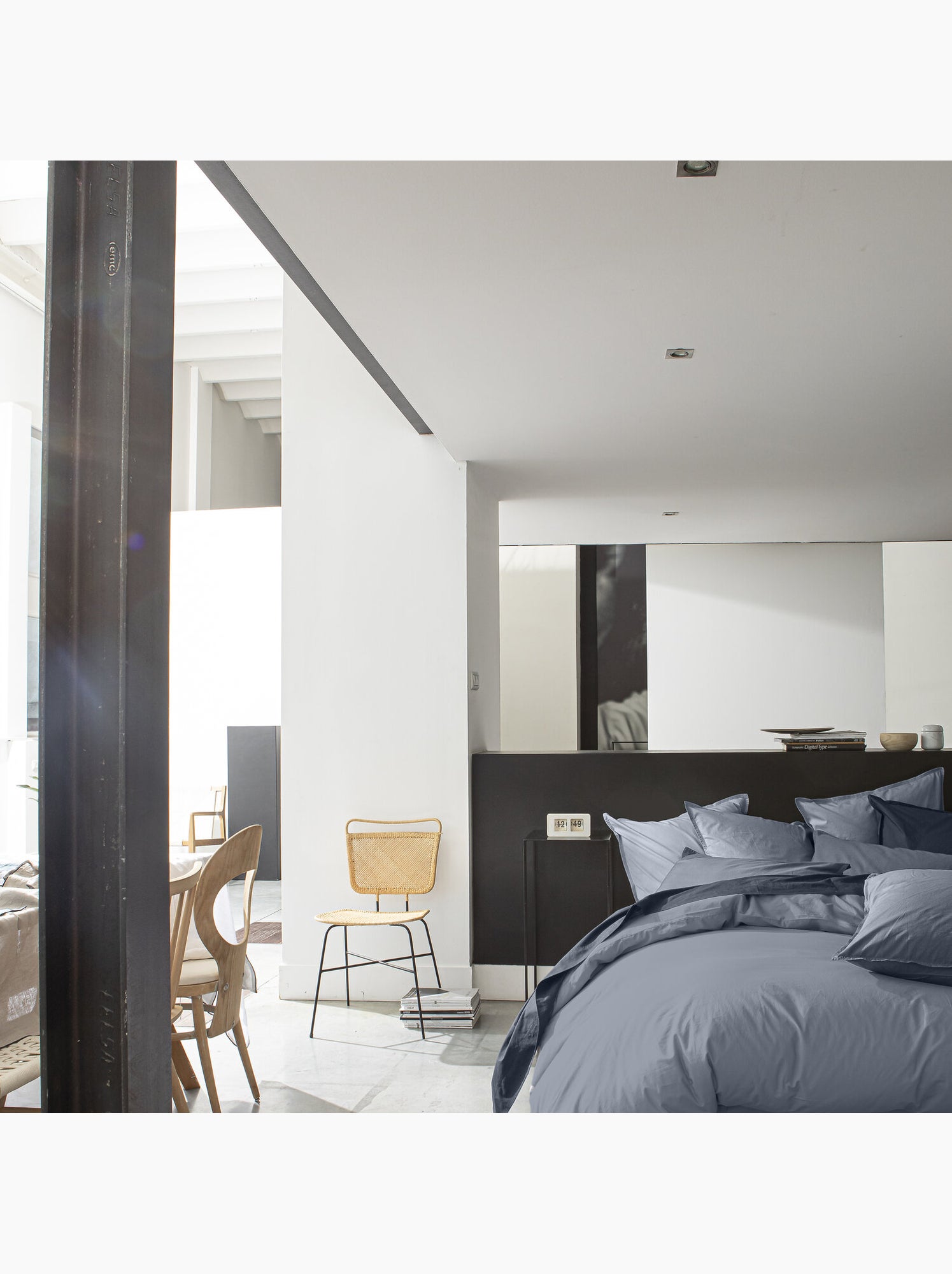 Housse de couette 100 % percale de coton elegance - Bleu anthracite