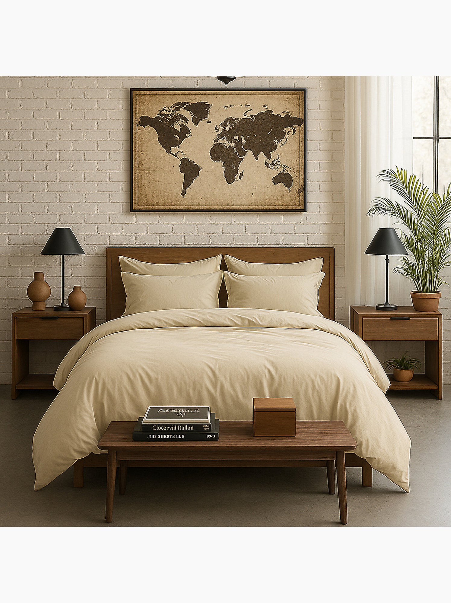 Housse de couette 100 % percale de coton elegance - Ecru