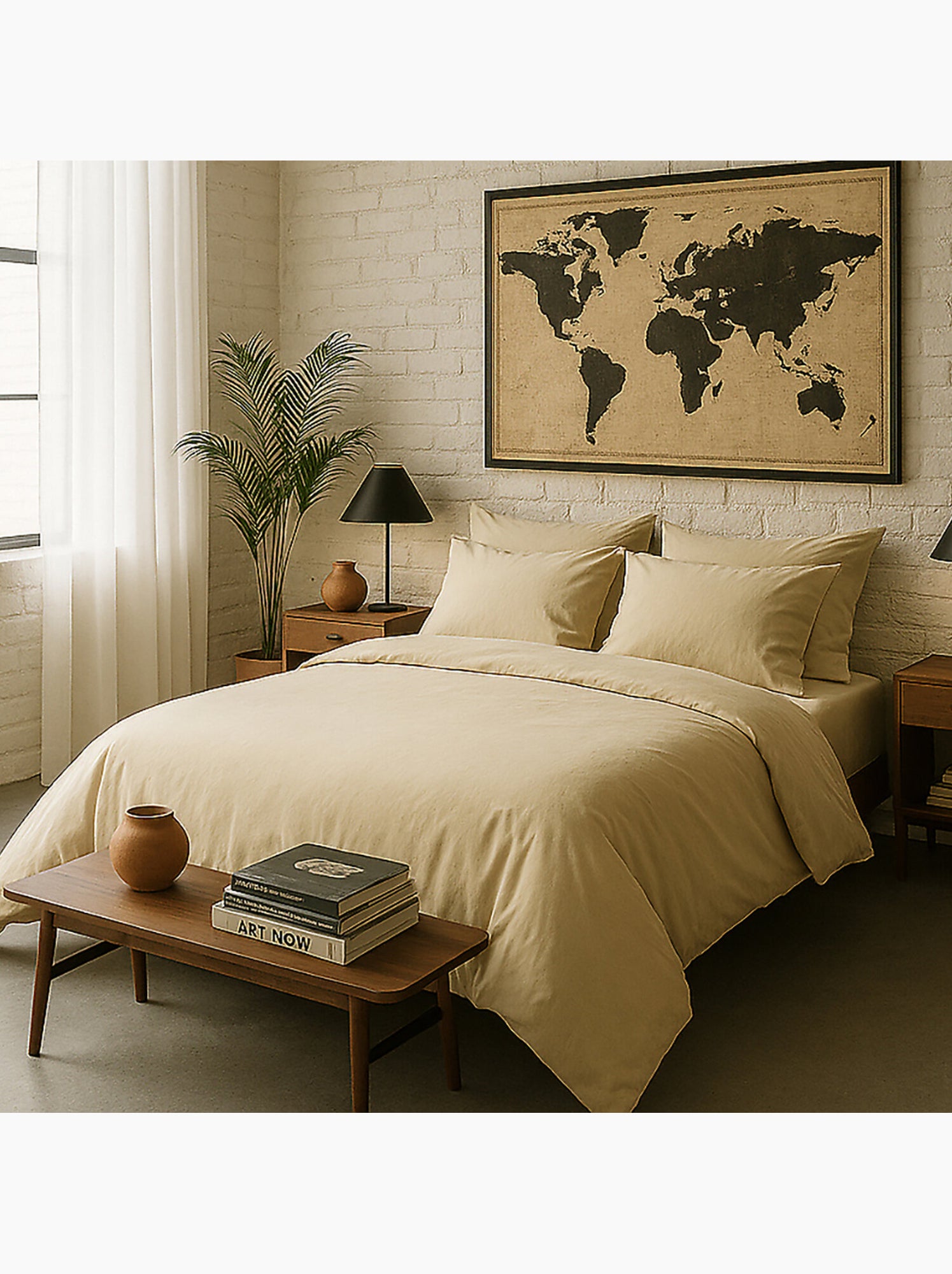 Housse de couette 100 % percale de coton elegance - Ecru