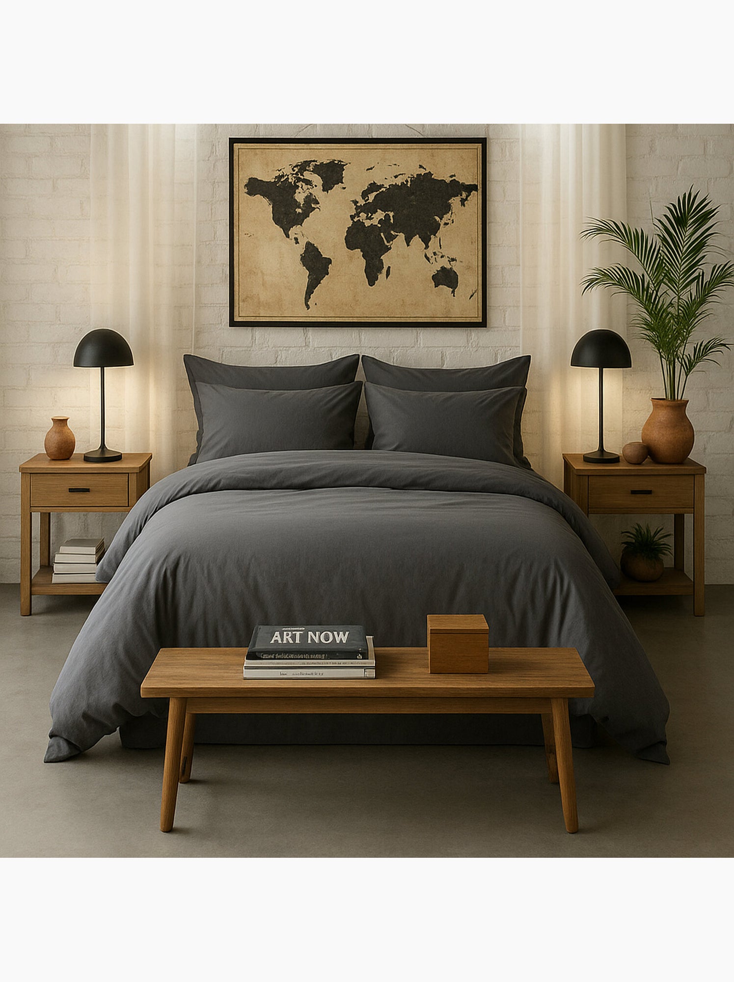 Housse de couette 100 % percale de coton elegance - gris anthracite