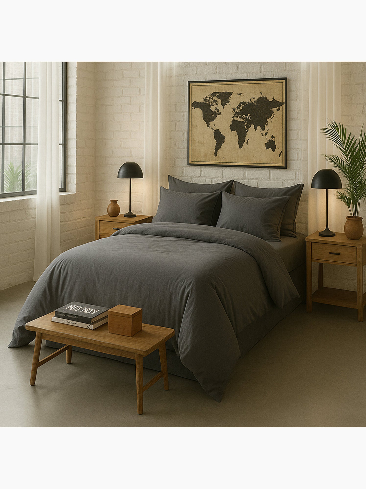 Housse de couette 100 % percale de coton elegance - gris anthracite